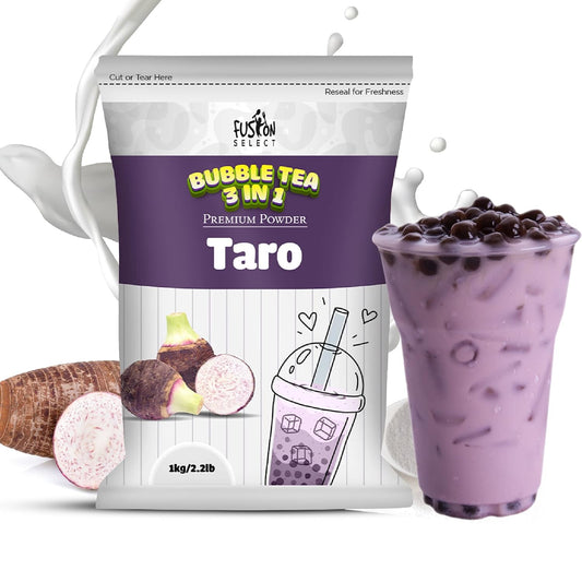 Fusion Select 2.2lb Taro Milk Tea Powder - Instant 3-in-1 Drink Mix with Cream & Sugar for Hot or Cold Blends or Frappes