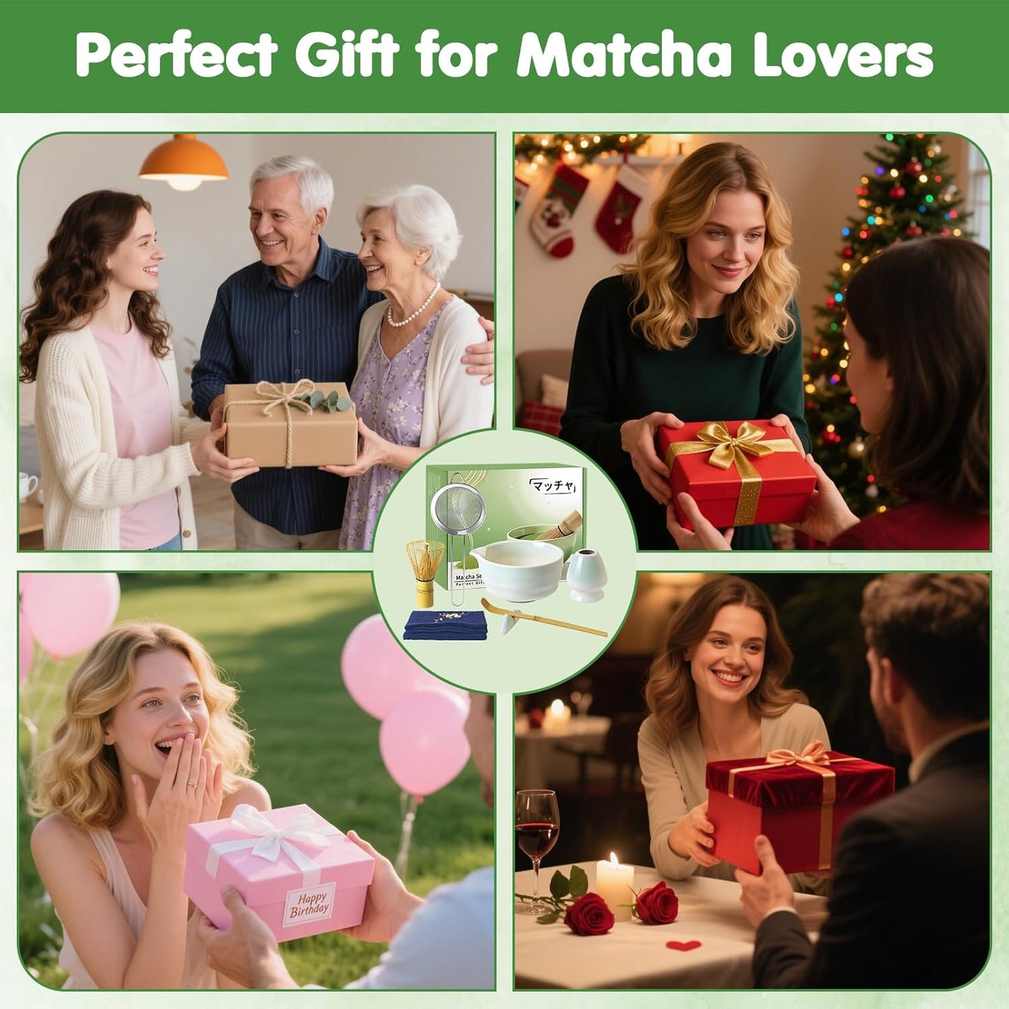 Matcha Whisk Set, 7 Pcs Ceramic Matcha Kit, Matcha Bowl with Spout, Matcha Whisk, Holder, Stainless Sifter, Bamboo Scoop and Tea Towel, Matcha Gift Set for Matcha Tea Lovers