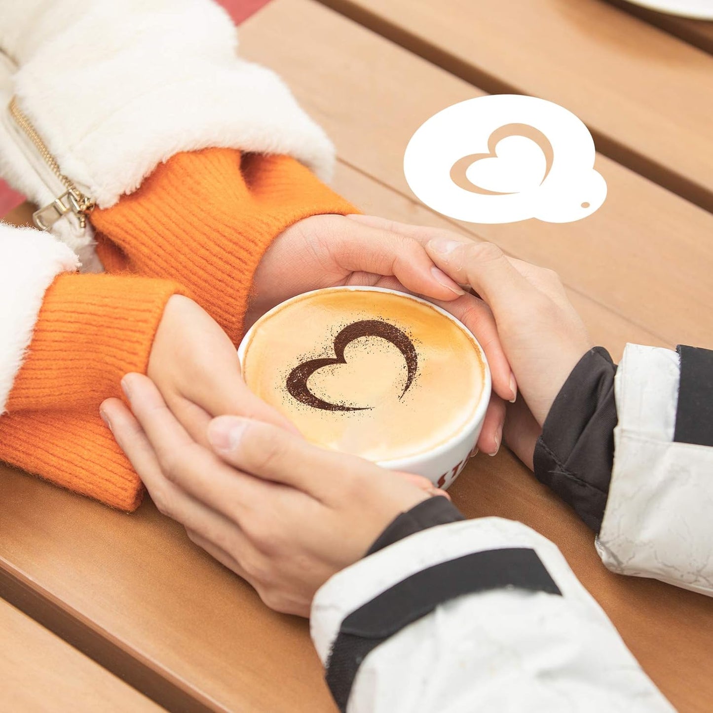 Konsait Coffee Stencil, 15 Pieces Latte Art Stencils for Coffee Decorations, Oatmeal Cupcake Cake Cappuccino Mousse Hot Chocolate Valentines Day