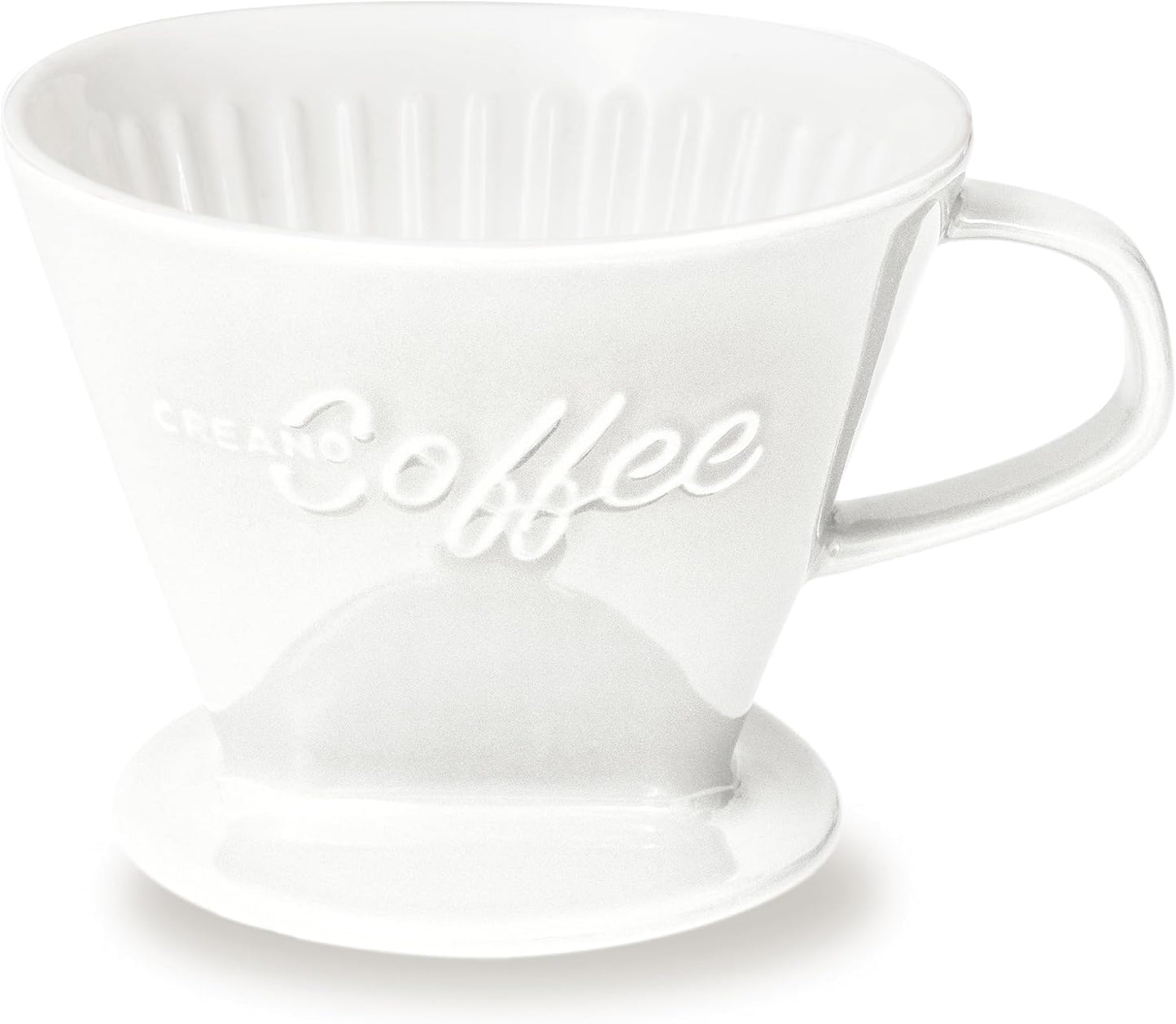 Creano XXL Porcelain Coffee Dripper White - Ceramic Cone Brewer - Pour Over Coffee Maker - Filter Size 4 - huge and heavy quality 800gr/28oz - 6 Colours availeble
