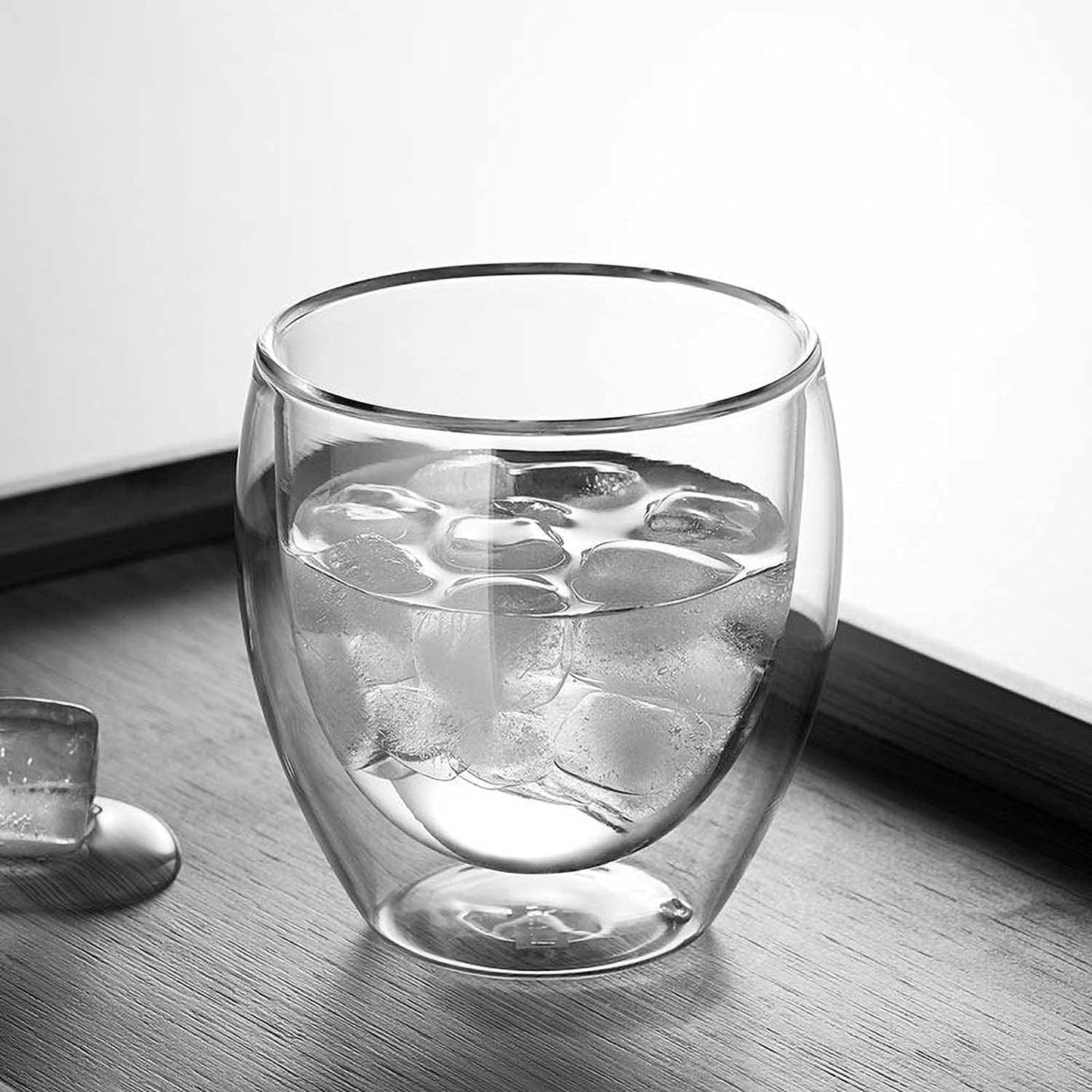 5.5oz Glass Coffee Mugs Set of 2, Double Walled Espresso Cups for Latte Cappuccino Cocoa Milk Cafe Juice, Clear Glass Tea Cup Set Glassware Gift for Christmas Birthday