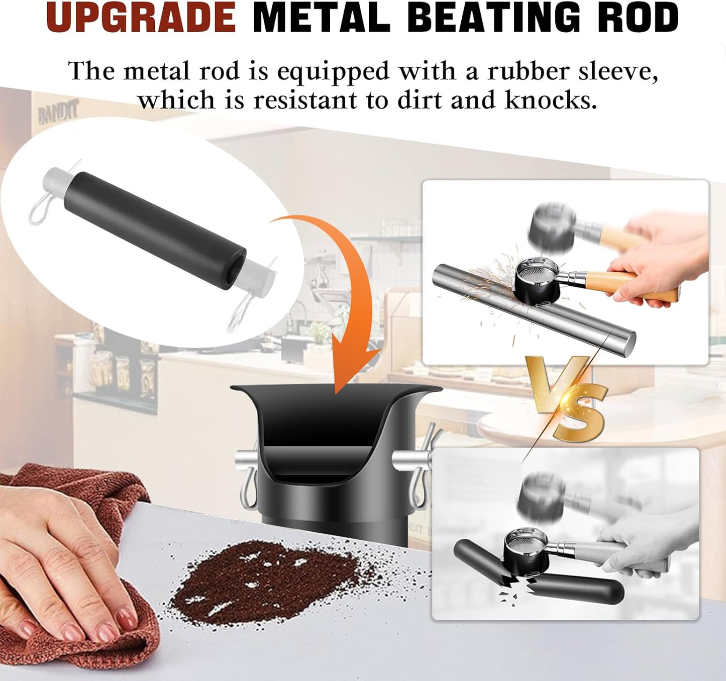 Espresso Coffee Knock Box for Barista Commercial Knock Box for Espresso Coffee Grounds Floor Standing Knock Box with Garbage Bags and Towels