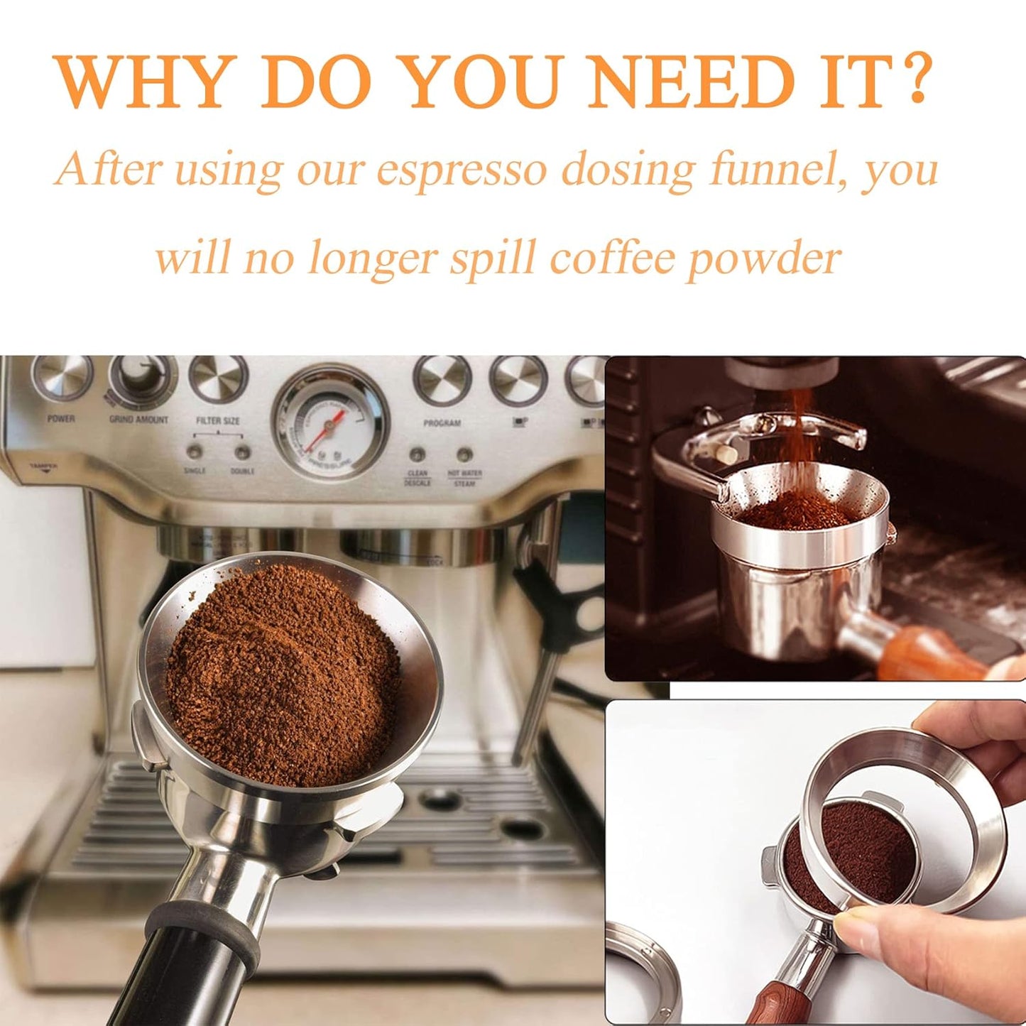 Espresso Dosing Funnel Precision Aluminum Alloy Coffee Dosing Ring Accessories Set for Portafilter Hands-Free (53cm)