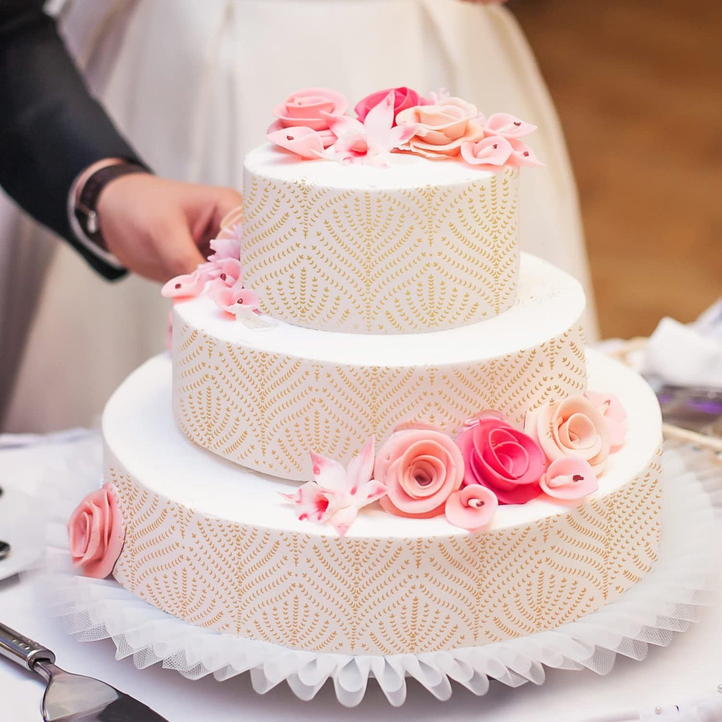 6PCS Cake Stencils Decorating Buttercream, for Cake Decorating, Floral Hollow Lace & Templates for Wedding & Birthday Decor (Style B)