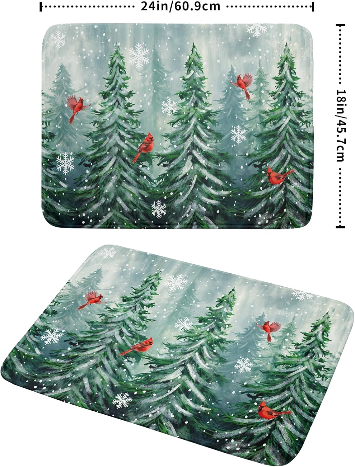 Winter Pines Tree Dish Drying Mats for Kitchen Counter, Christmas Tree Dish Mat Absorbent Reversible Microfiber Dish Drying Pad Winter Kitchen Drying Mat Dish Drainer Rack Mats for Coffee Bar 18"x24"