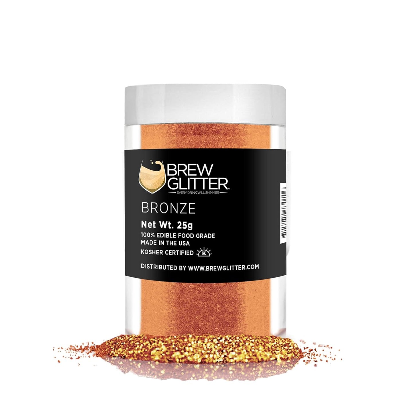 Bronze BREW GLITTER Edible Glitter For Drinks, Cocktails, Beer, Garnish Glitter & Beverages | KOSHER & HALAL Certified | 100% Edible & Food Grade | Vegan, Gluten, Nut Free (25g, Bronze)