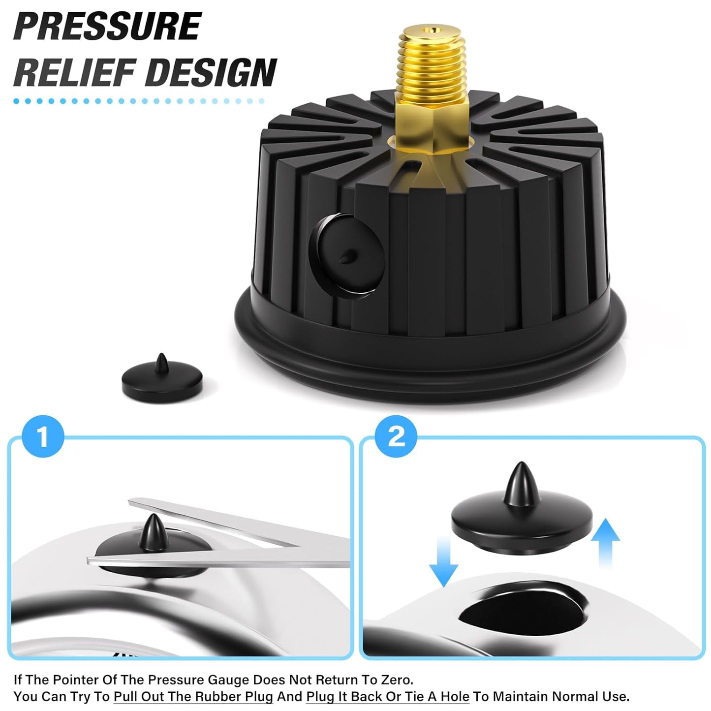 MEANLIN MEASURE 0~200Psi Stainless Steel Liquid Filled Pressure Gauge 1/4" NPT 2.5" FACE DIAL with Rubber Protective Sleeve, Center Back Mount