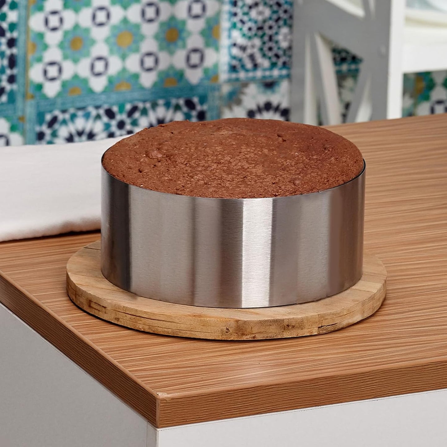 HARFINGTON Round Cake Ring 7 x 2.75 Inch Seamless Stainless Steel Pastry Mousse Dessert Ring Mirror Coating for Baking Cooking Making Tool