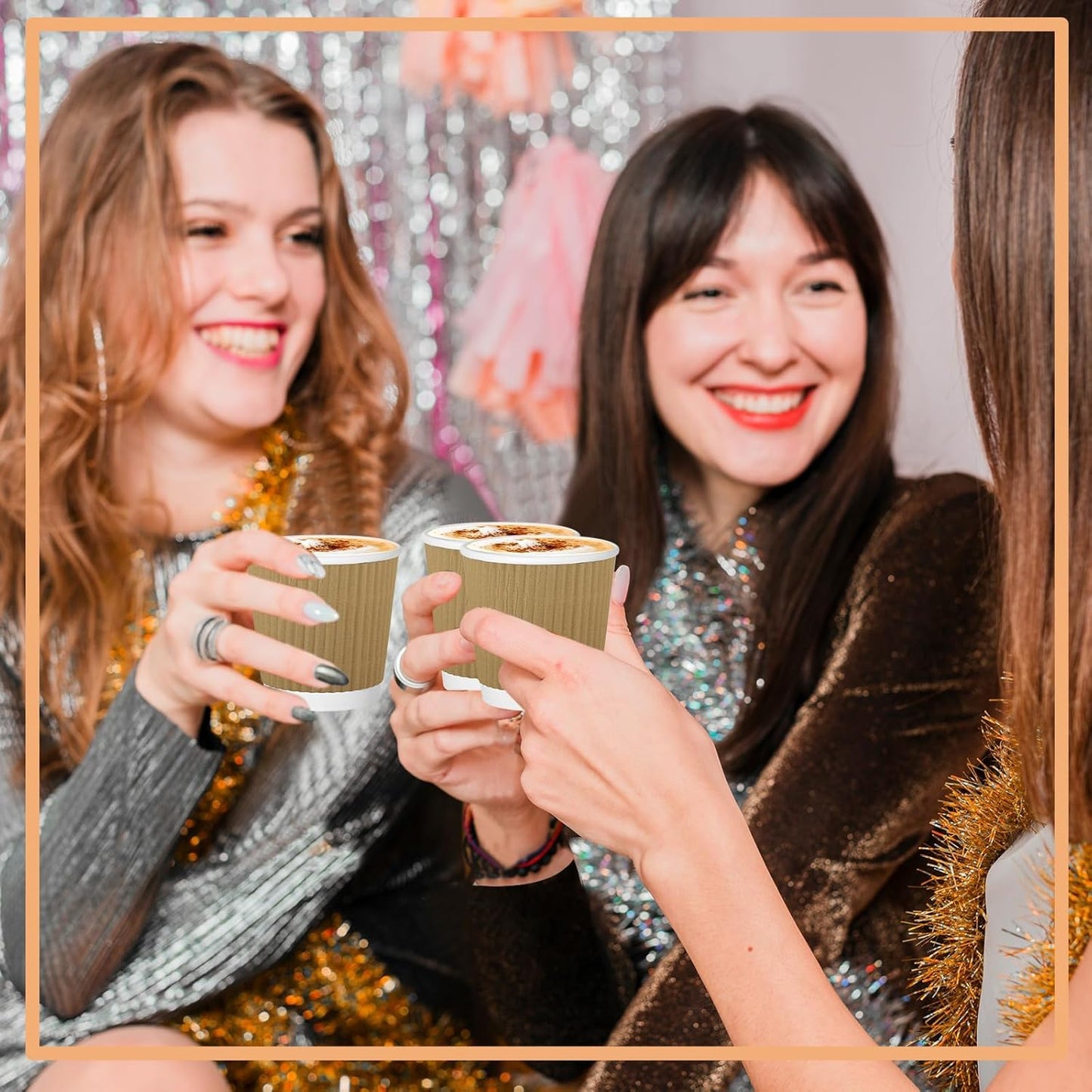 500 Pack Paper Espresso Coffee Cups, 4 oz Disposable Coffee Cups,Corrugated Insulated Ripple Wall, Paper Ripple Cup for Coffee, Hot Chocolate and Hot Tea Drinks -Champagne