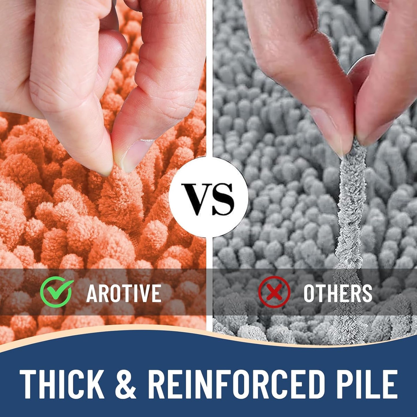 Arotive Luxury Chenille Bathroom Rug Mat, Extra Soft Thick Absorbent Shaggy Bath Rugs, Non-Slip Machine Wash Dry, Plush Bath Mats for Bathroom, Shower and Tub, 30x17, Coral