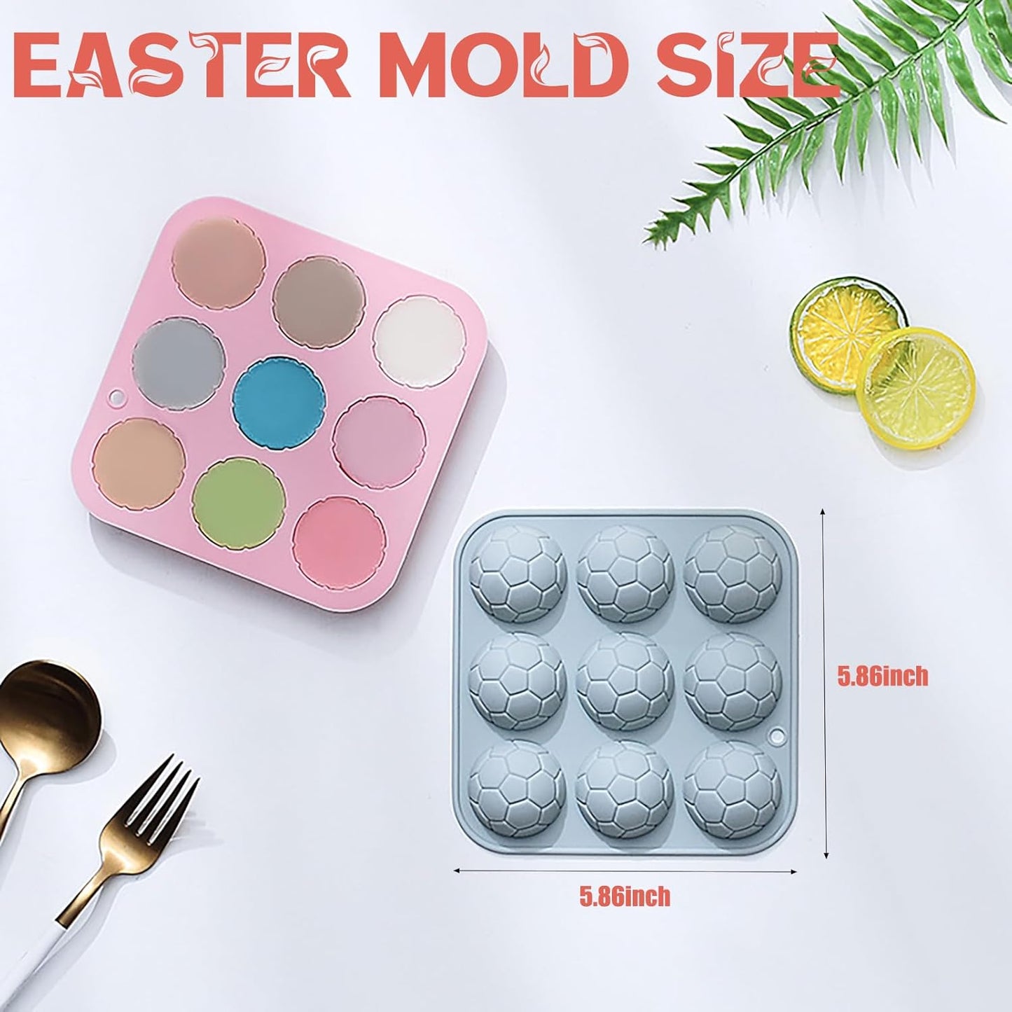 Soccer Chocolate Mold Set Silicone Baking Molds with Football, Goal, Reusable for Sports Party Treats, Birthday Cakes & Cupcakes - 2 Pack