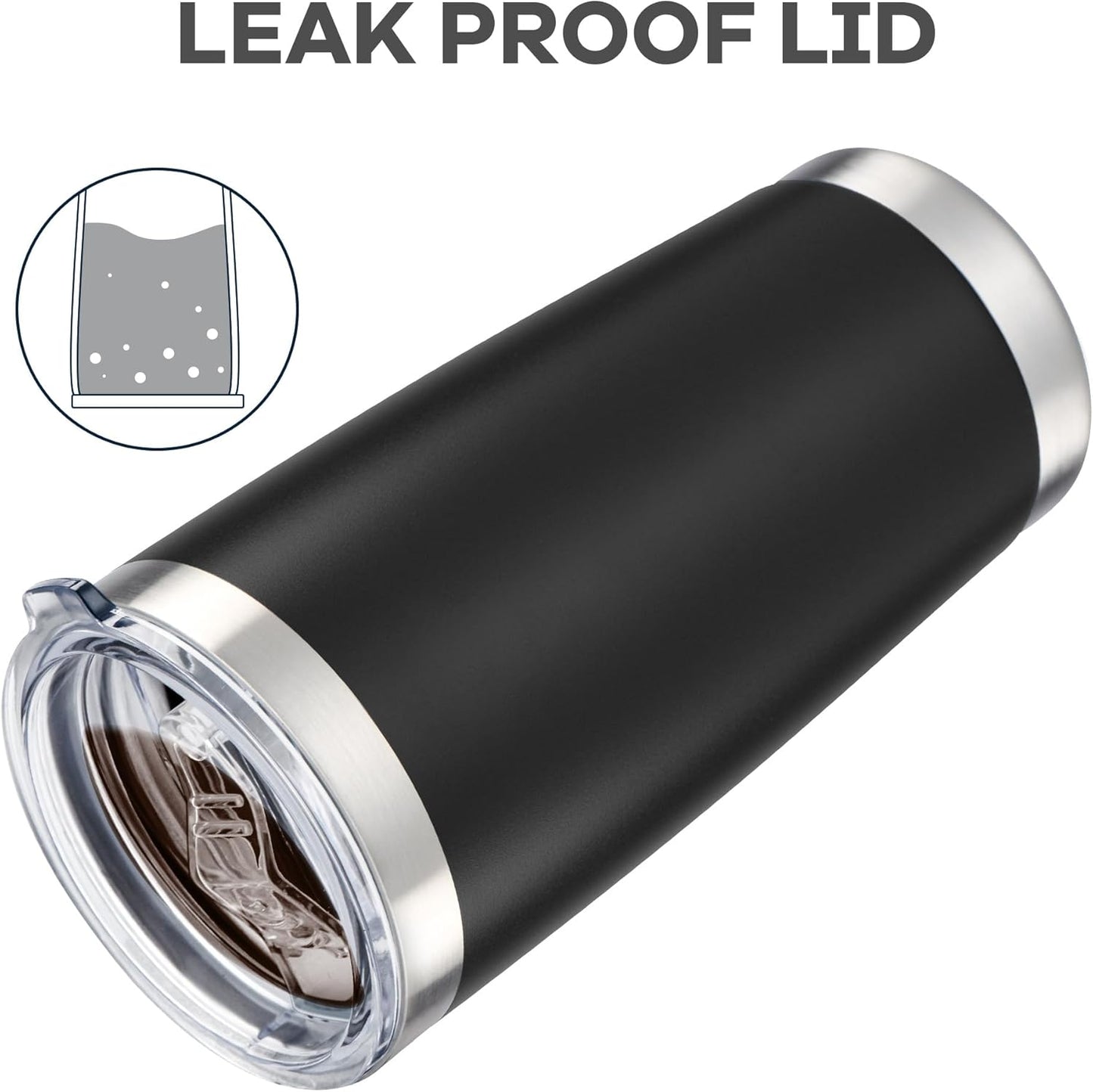 20 oz Tumbler with Lid Stainless Steel Double Wall Vacuum Insulated Tumblers Powder Coated Cups Travel Mug Keep Drinks Cold and Hot, Black