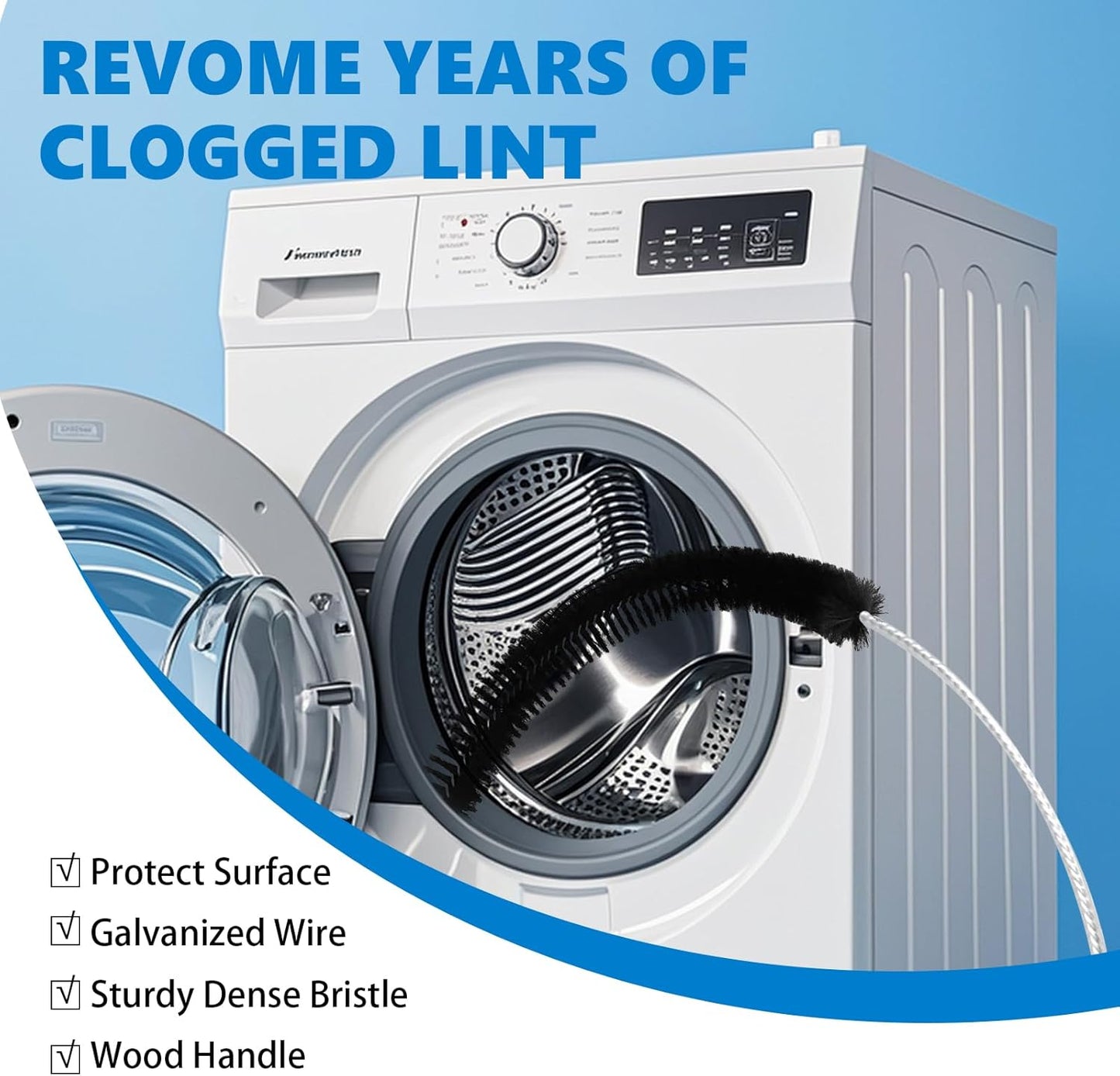 Dryer Lint Brush Vent Cleaner Tool 47.2 Inch Extra Long Flexible for Lint Trap Cleaning Tool Home Dryer Maintenance for DIY Users(1, PCS)