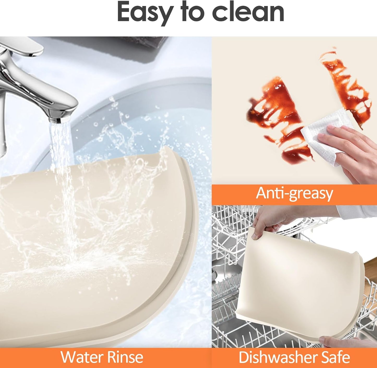 Silicone Coffee Maker Mat with Lip, 17.4'' x 10.6'' Heavy Duty Coffee Maker Mat for Countertops, Coffee Tray Fit Under Coffee Machine Appliance Automatic Machines Espresso Accessory, Cream White