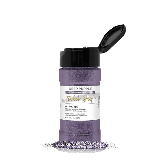 Deep Purple BAKELL Edible Glitter, 45 Grams | TINKER DUST Edible Glitter | KOSHER Certified | 100% Edible Glitter | Cakes, Cupcakes, Cake Pops, Drinks, Dessert Vegan Glitter & Dusts (45g Shaker, Deep Purple)