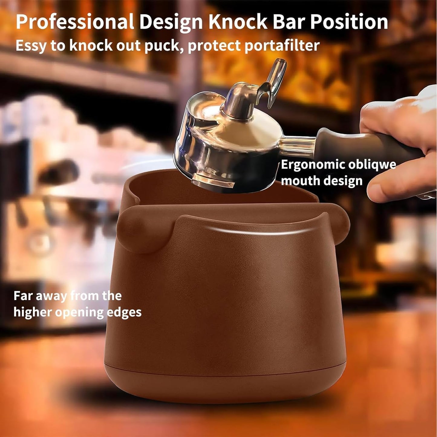 Espresso Knock Box with Barista Towels, Removable Shock-absorbent Knock Bar & Non-Slip Base - Co ffee Knock Box for Coffee Grounds, Espresso Machine Accessories, Brown