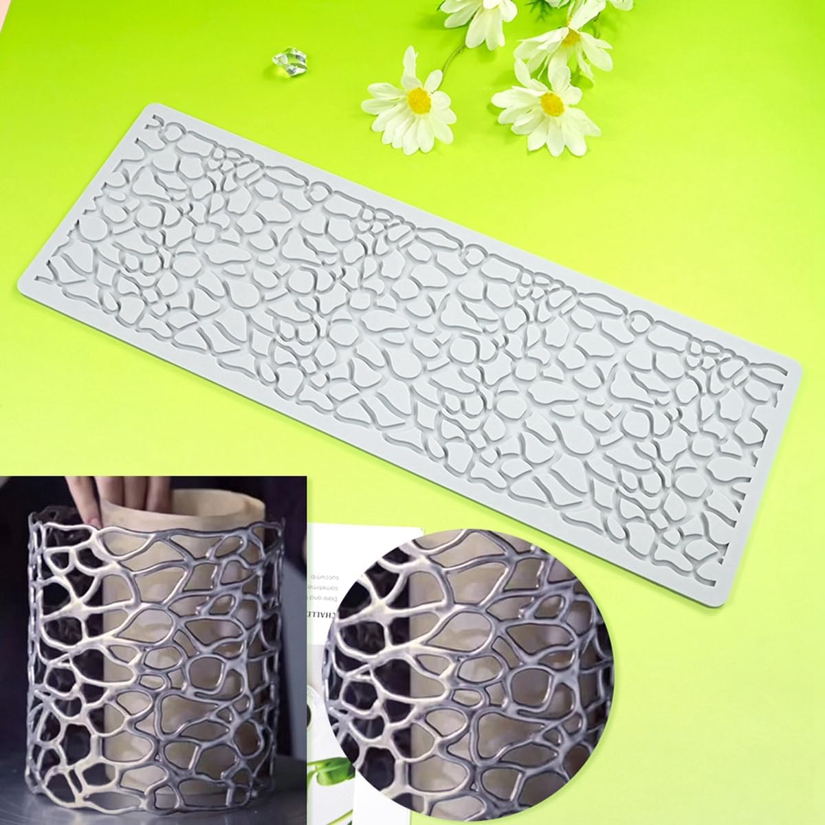 TUKE Hollow Out Irregular Pattern Lace Cake Border Cake Decorating Tool Fondant Mould Mat DIY Silicone Sugar Craft Cake Lace Mold (I_ Irregular)