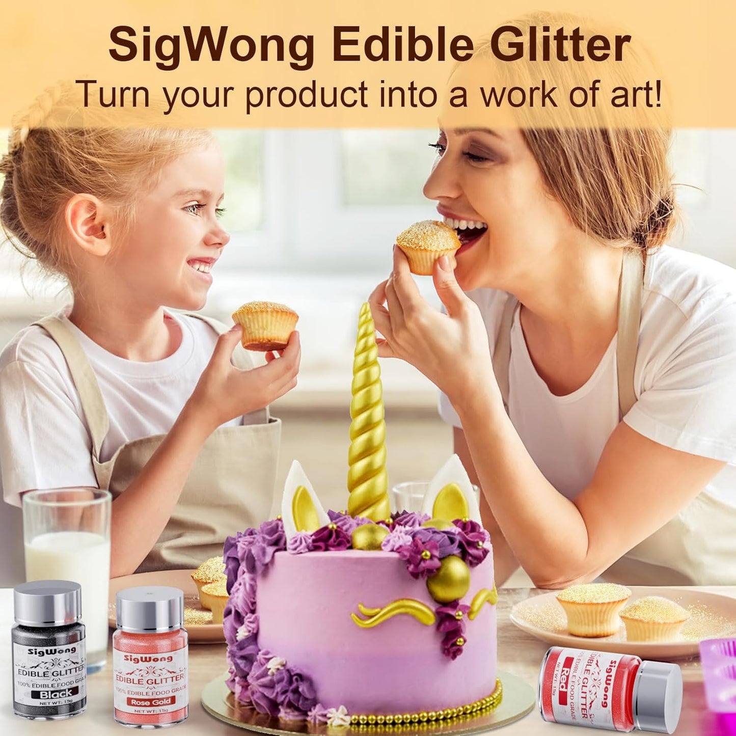 Black Edible Glitter - 15g Food Grade Luster Dust Powder, Cake Decorating Sprinkle Glimmery Dust for Drinks, Wine, Fondant, Chocolate, Candy, Cookie, Vegan