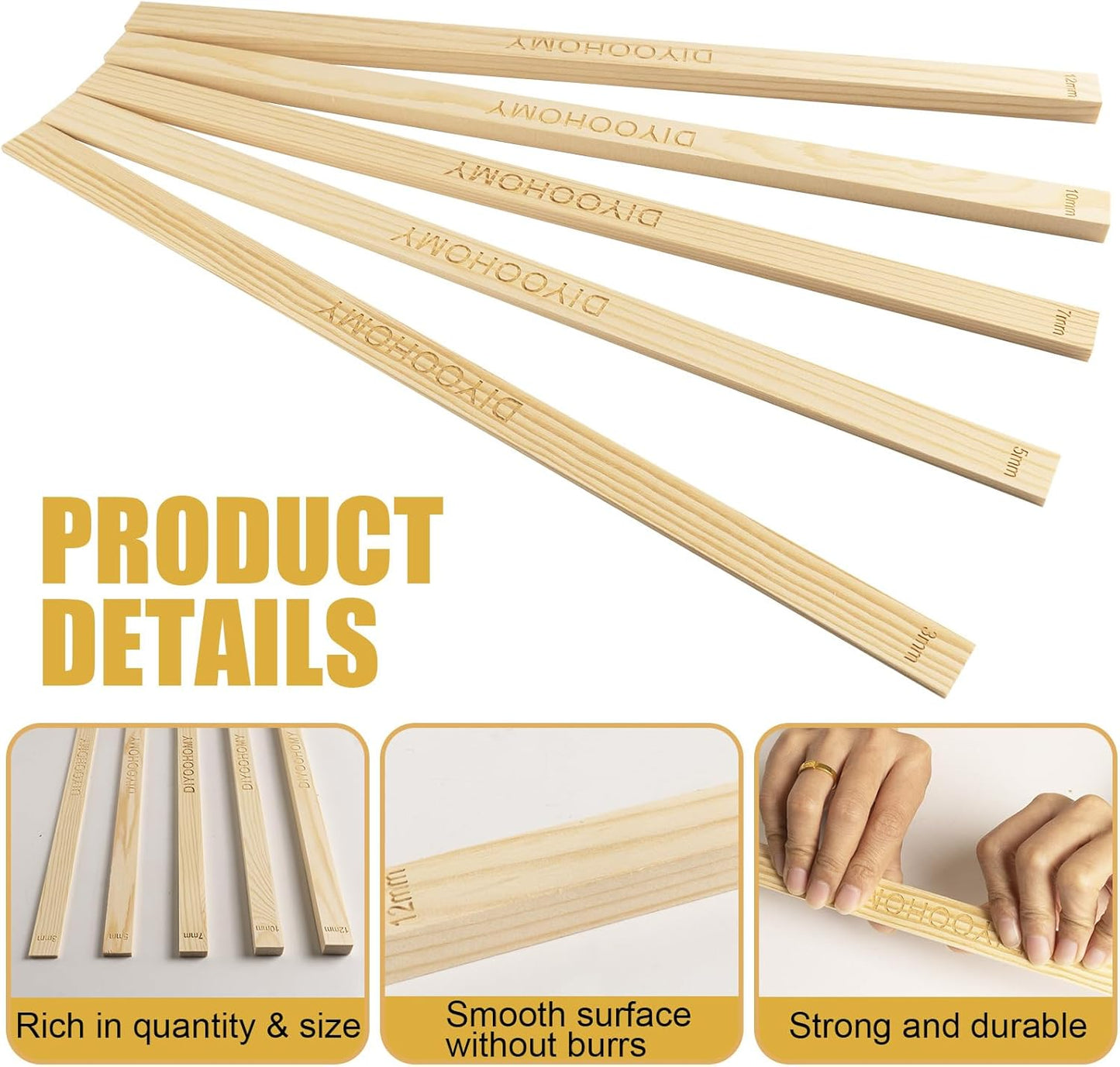 DIYOOHOMY 10 Pcs 17 Inch Rolling Pin Guides for Dough Thickness Polymer Clay Tools, Wooden Slab Roller for Clay, Clay Rolling Pin Depth Guide Pottery Ceramics Supplies