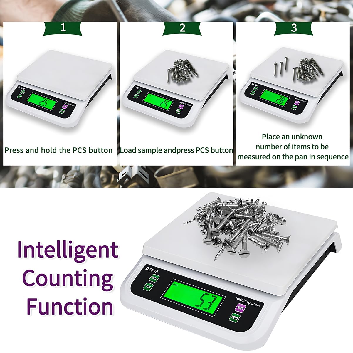 Large Digital Kitchen Scale 66lb/30kg Food Scales for Kitchen with Tare and Prep Counting Baking Cooking Bread Meat Scale with LCD Display for Bakery (White, 30kg)