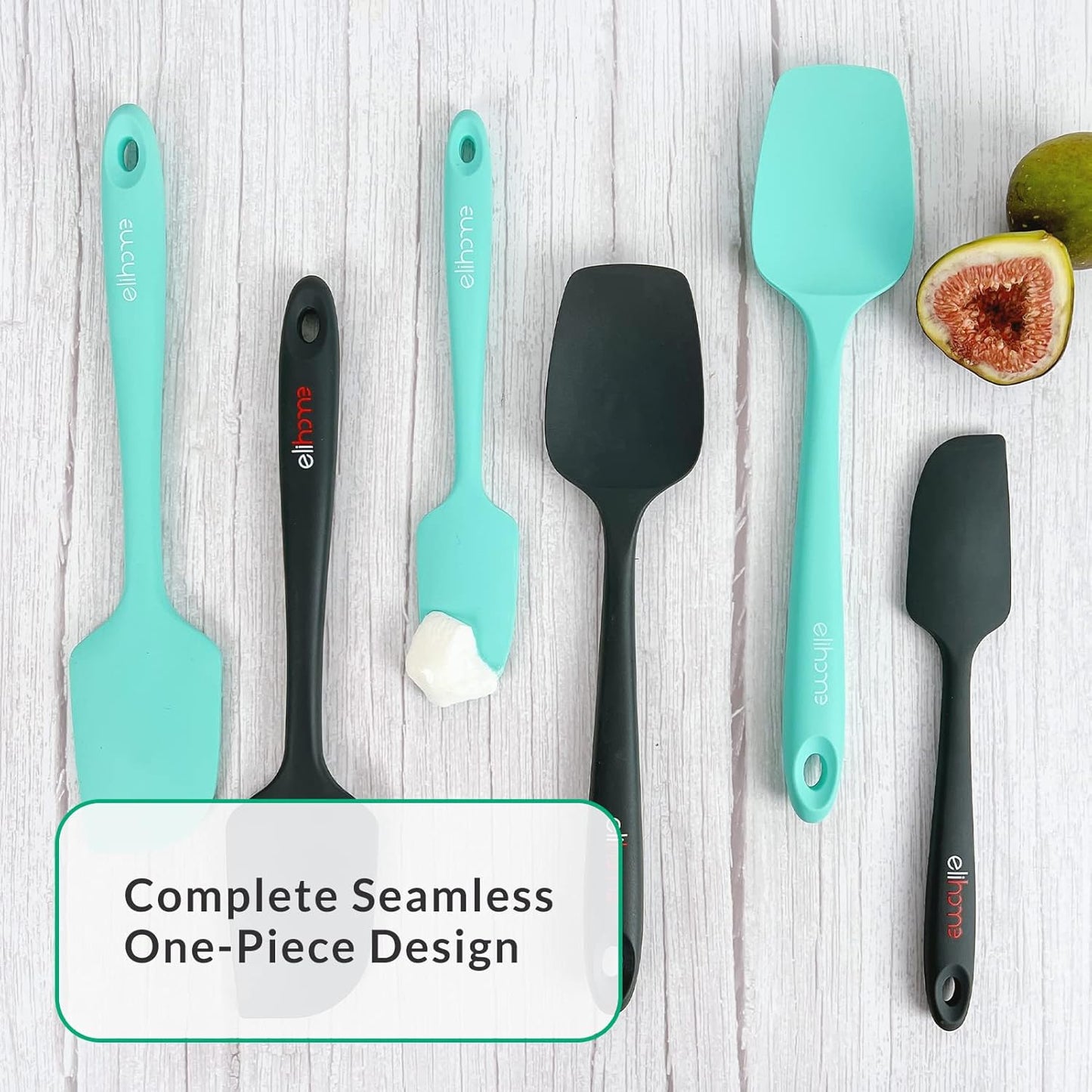 Elihome Chef Series 3 Piece Silicone Spatula Set - 600°F Heat Resistant Non Stick Rubber Kitchen Scraper Spatulas for Cooking, Baking, and Mixing – BPA Free and LFGB Certified Silicone, Green Color