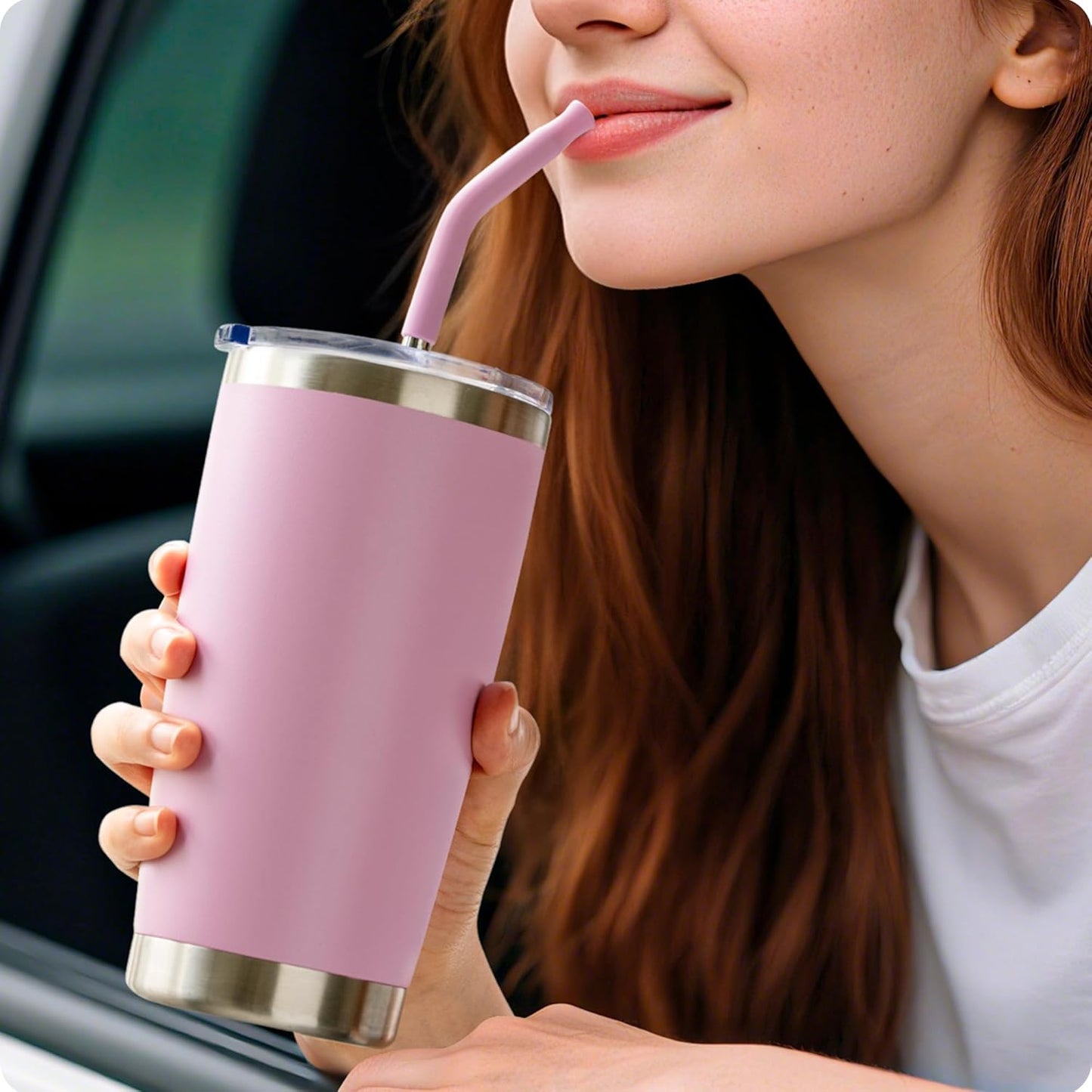 Stainless Steel Straws for 20 oz YETI Tumbler, 4 Pcs Metal Straws Reusable with Silicone Tip for 20 oz Stanley Cup and 16 oz Glass Cups(Color 3)