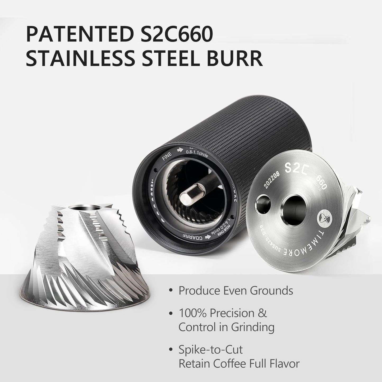 TIMEMORE Chestnut C3 ESP Manual Coffee Grinder, Stainless Steel S2C Portable Conical Burr Hand Coffee Grinder, Adjustable Grind Setting for Espresso to French Press - Black