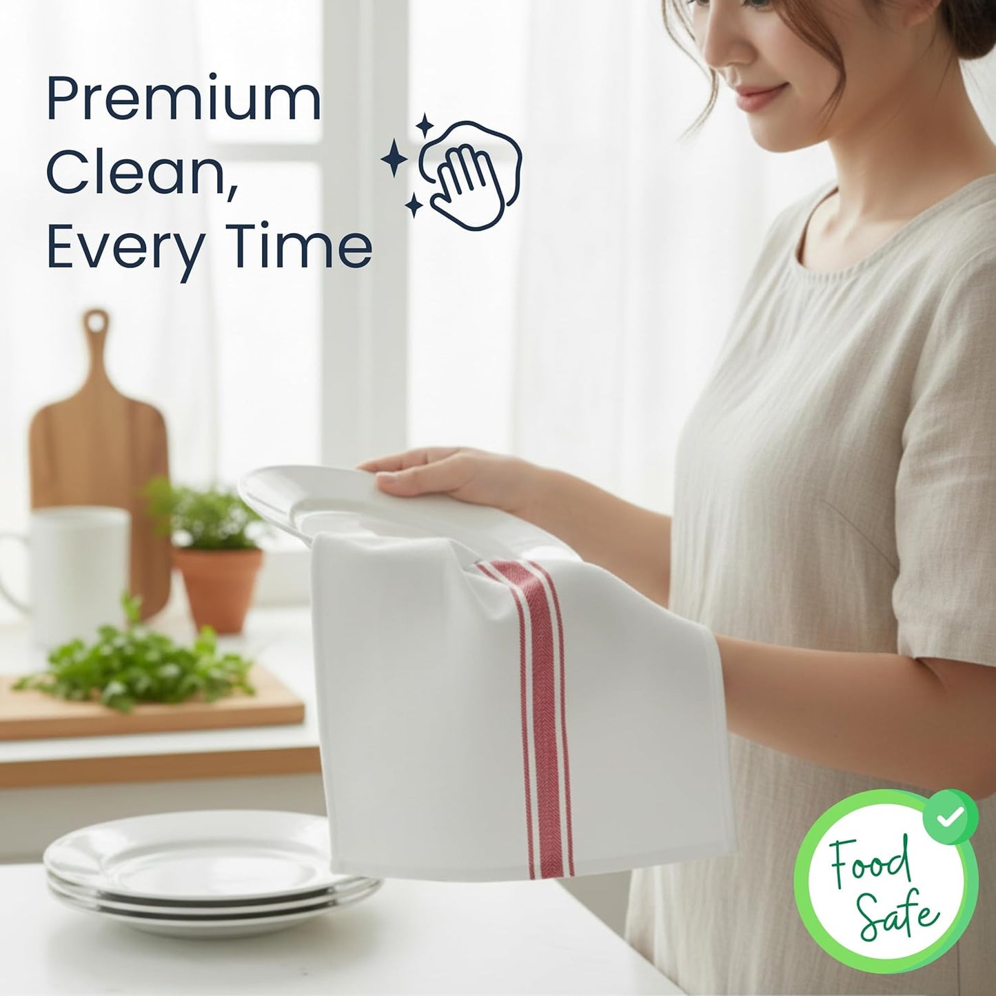 Kitchen Towels | Tea Towel for Craft| Cotton Dish Towels| Reusable Bulk Cleaning Cloths Red Hand Towels| Soft Super Absorbent Quick Dry Dish Rags Machine Washable 6 Pack 15" x 25"