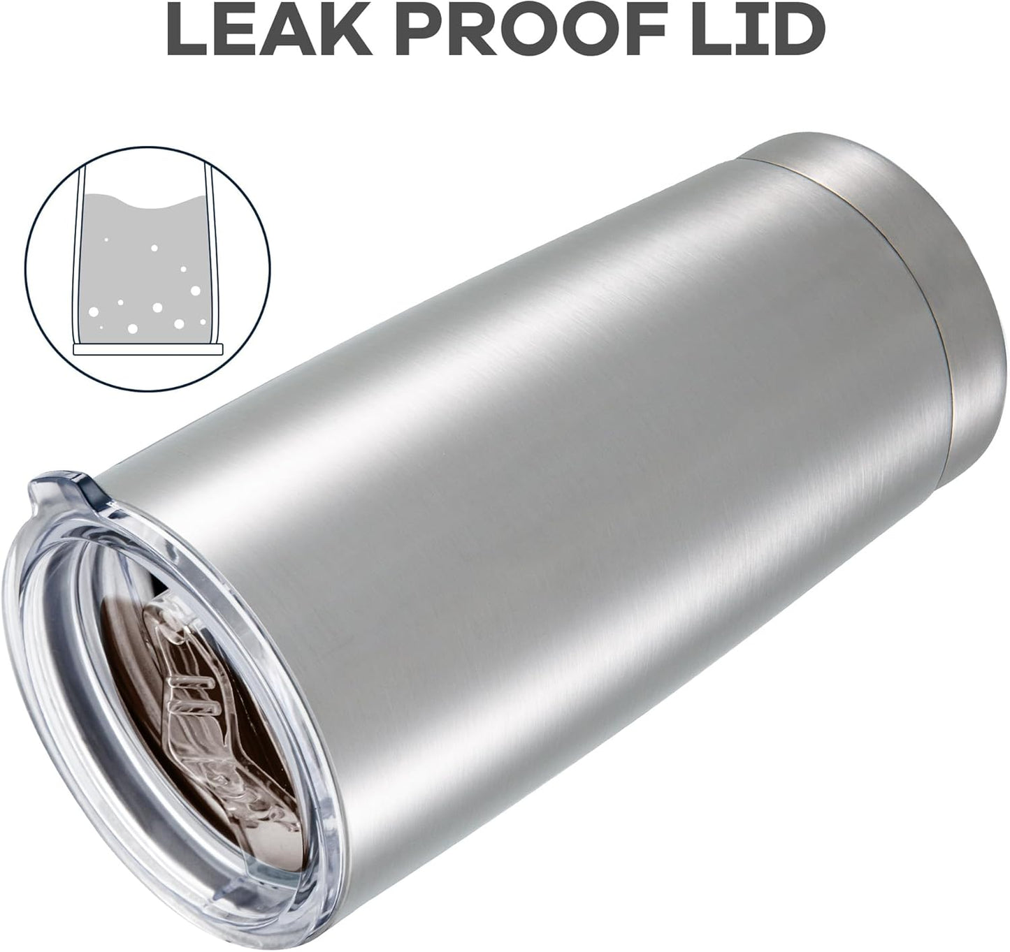 20 oz Tumbler with Lid Stainless Steel Insulated Tumblers Bulk Double Wall Vacuum Cups Powder Coated Travel Mug Keep Drink Cold and Hot, Stainless Steel, 8 Pack