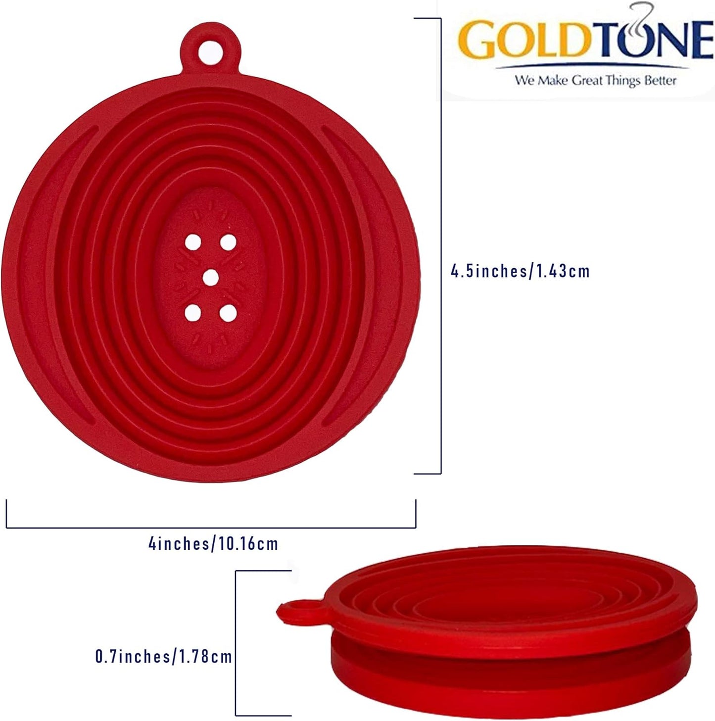 GOLDTONE Collapsible Silicone Portable Reusable Coffee Dripper w/Carry Clip & Scoop (Collapsible Pour Over, Frameless Filter & Scoop)