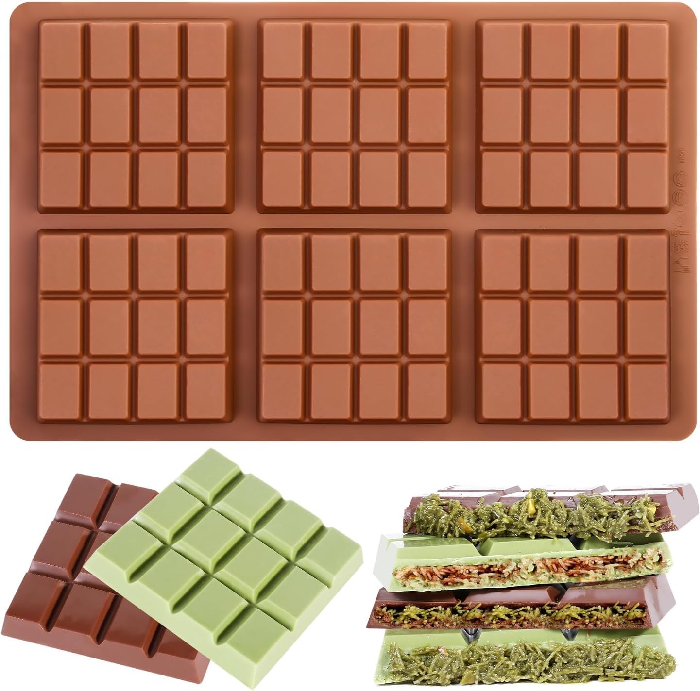Chocolate Molds - Non-Stick Chocolate Bar Mold, Break Apart Chocolate Bar Maker Food Grade Deep Mold For Knafeh Pistachio Milk Home Diy - 1 Piece