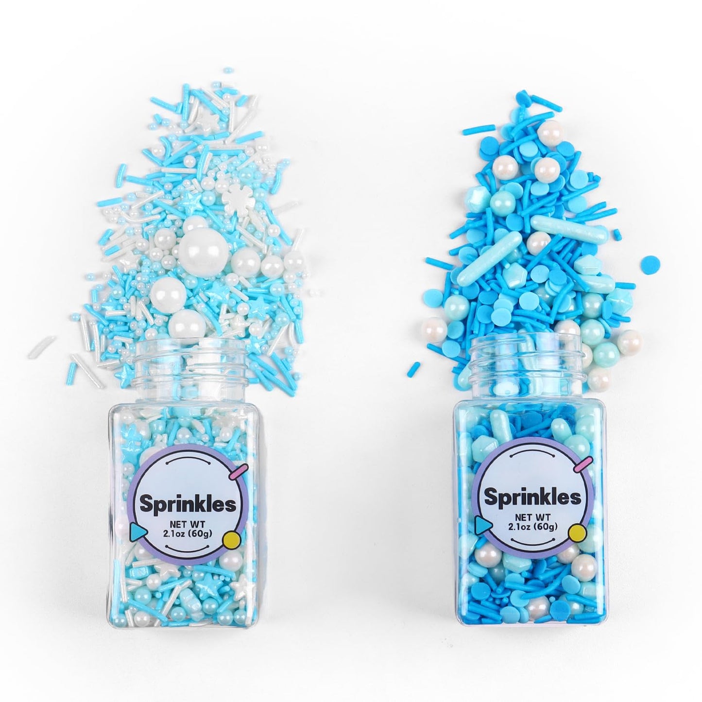 Edible Blue Sprinkles For Cake Decorating, Snowflake Sprinkles, Edible Stars, Sprinkle Mix for Cupcake Toppers, Ice Cream Toppings, Celebrations Wedding Baby Shower Birthday Party.(120g/4.2oz)
