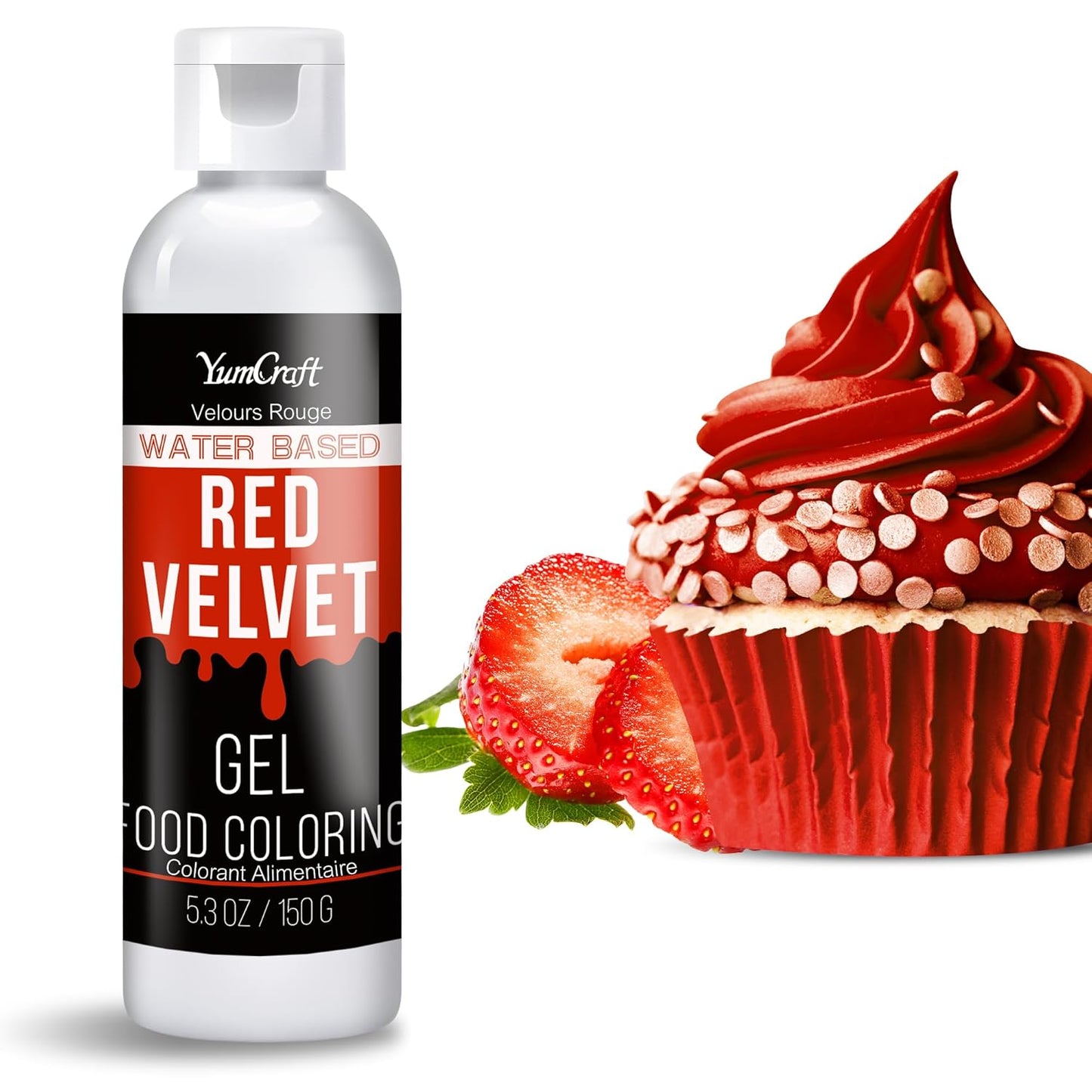 Food Coloring Gel - Vibrant Color Gel Food Coloring for Cake Decorating, Baking, Easter Egg, Icing - Tasteless Food Color Dye for Fondant, Cooking, Slime, Airbrush (Red velvet, 5.3oz)
