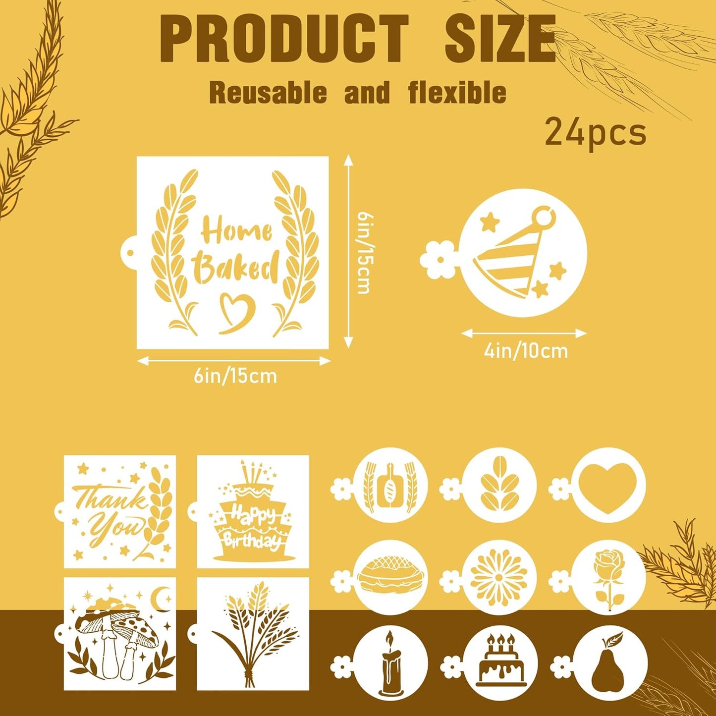 Bread Stencils for Sourdough - 24 Pcs Bread Stencils for Baking, Sourdough Bread Baking Tools, Gifts for Sourdough Bakers, Bread Making Accessories, Pie Cake Cookie Baking Stencils Template