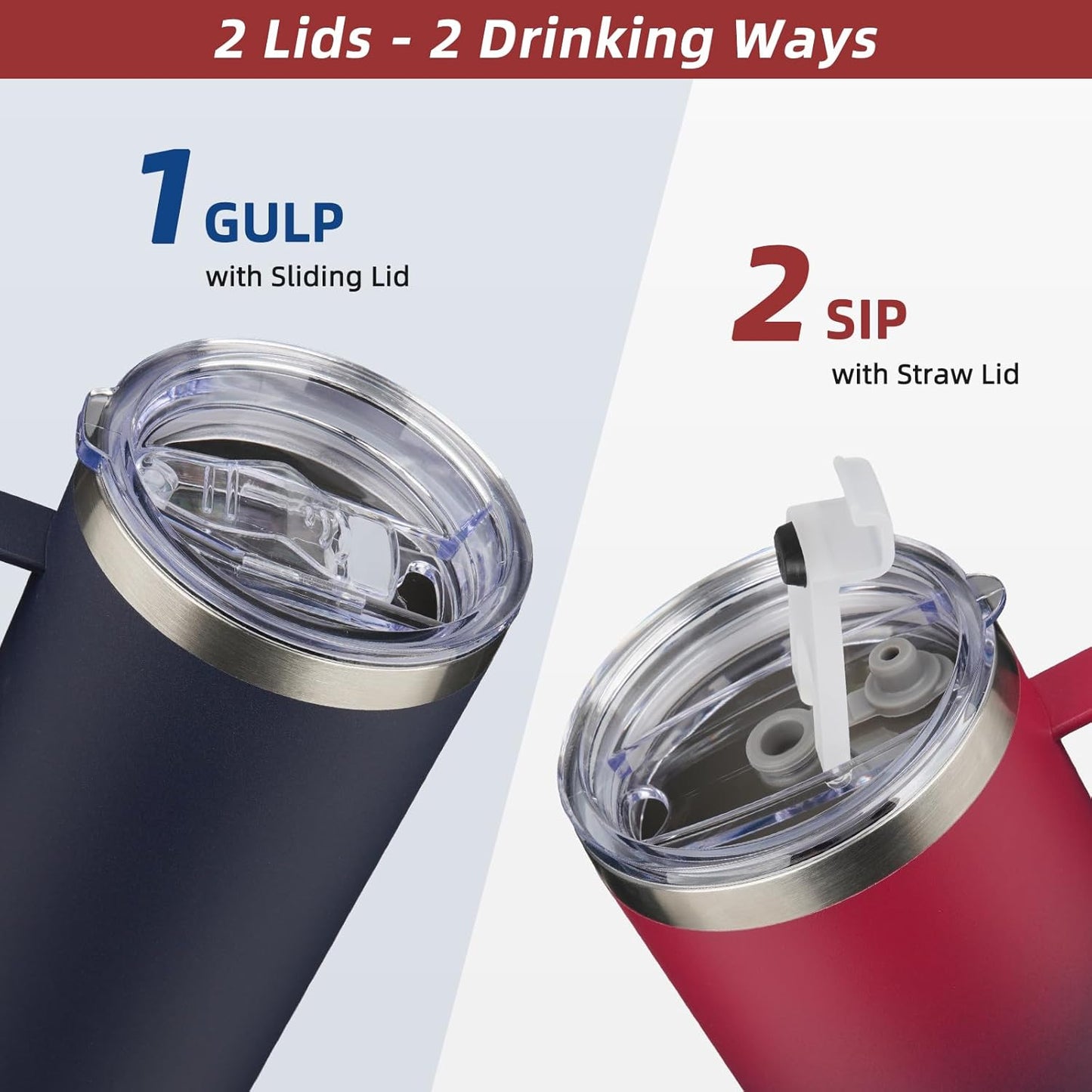 BJPKPK Insulated Coffee Mug with 2 Lids, 32oz Stainless Steel Insulated Tumbler with Handle, Double Wall Vacuum Coffee Cups, BPA Free Travel Mug for Coffee, Tea and Drinks, Marshmallow