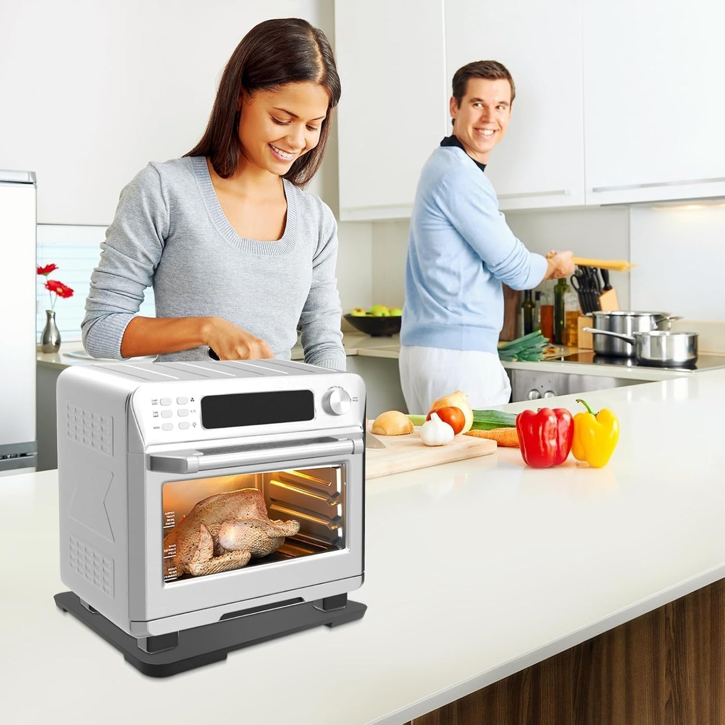 360° Rolling Tray Bamboo Appliance Slider for Kitchen Appliances, for Breville Espresso Machine Accessories, Sliding Tray for Coffee Maker Appliances Mat Easily from Under The Cabinet Black 13"×15.7"