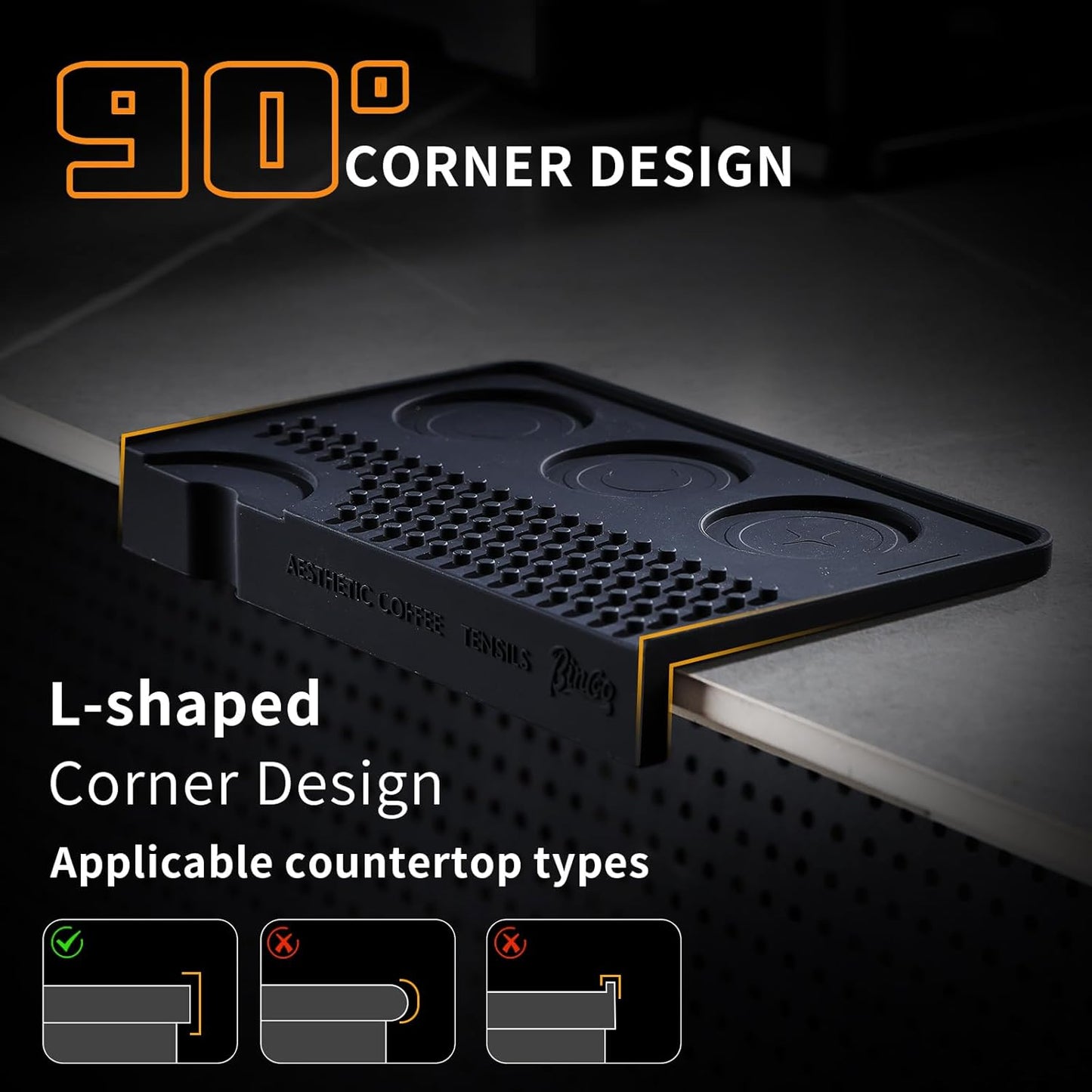 Espresso Tamping Mat for Counter - Ultra Thick Silicone Tamper Mat Coffee Bar Mat, 9.6''×5.9'' Espresso Mat for Countertops,Fits for Baristas Home Kitchen Bar, Waterproof