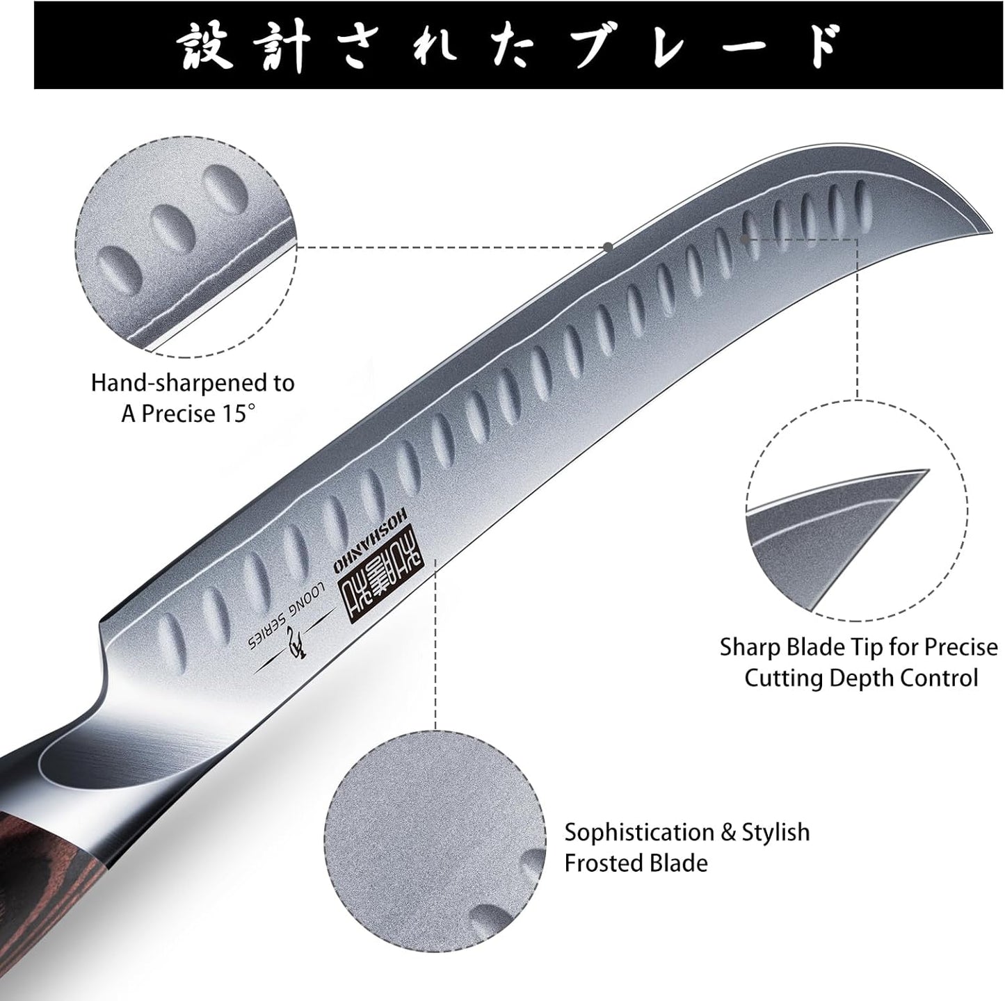 Carving Slicing Knife, 12 Inch Japanese High Carbon Steel Brisket Knife with Ergonomic Pakkawood Handle, Razor Sharp Curved Butcher Breaking Knives for Meat Cutting