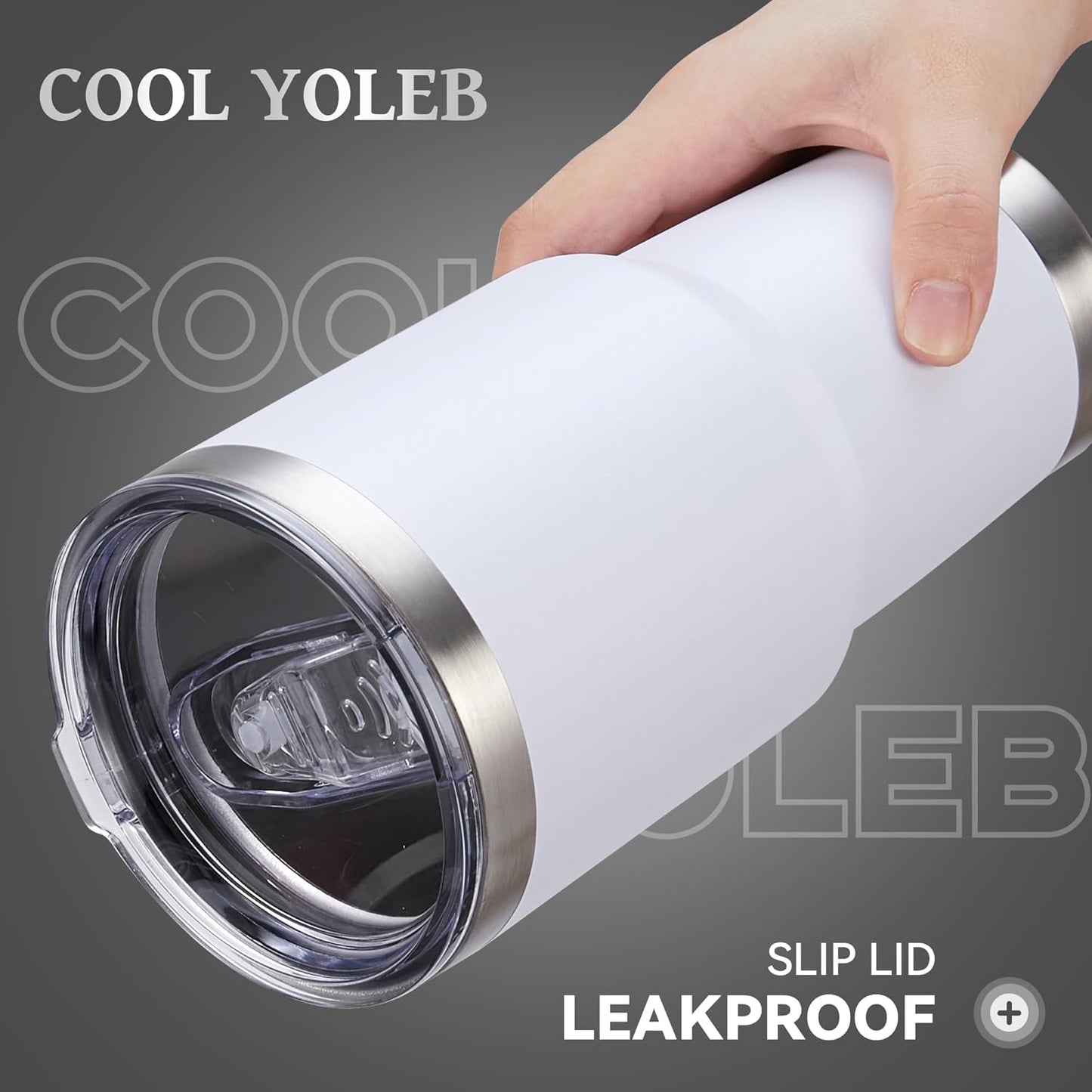 30 oz Tumbler with Lid Stainless Steel Tumblers Bulk Vacuum Insulated Cup Reusable Powder Coated Travel Mug Double Wall Leak Proof Cups Keep Cold Drinks for 12 Hours White, Set of 8