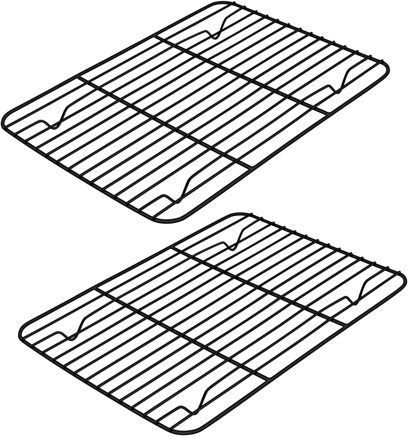 Small Baking Wire Rack Set of 2, E-far Non-stick Rack for Toaster Oven Cooking Roasting Broiling Grilling Meat Bacon, 8.7” x 6.2” Metal Bakeable Cooling Racks for Cookie Cake - Easy to Clean
