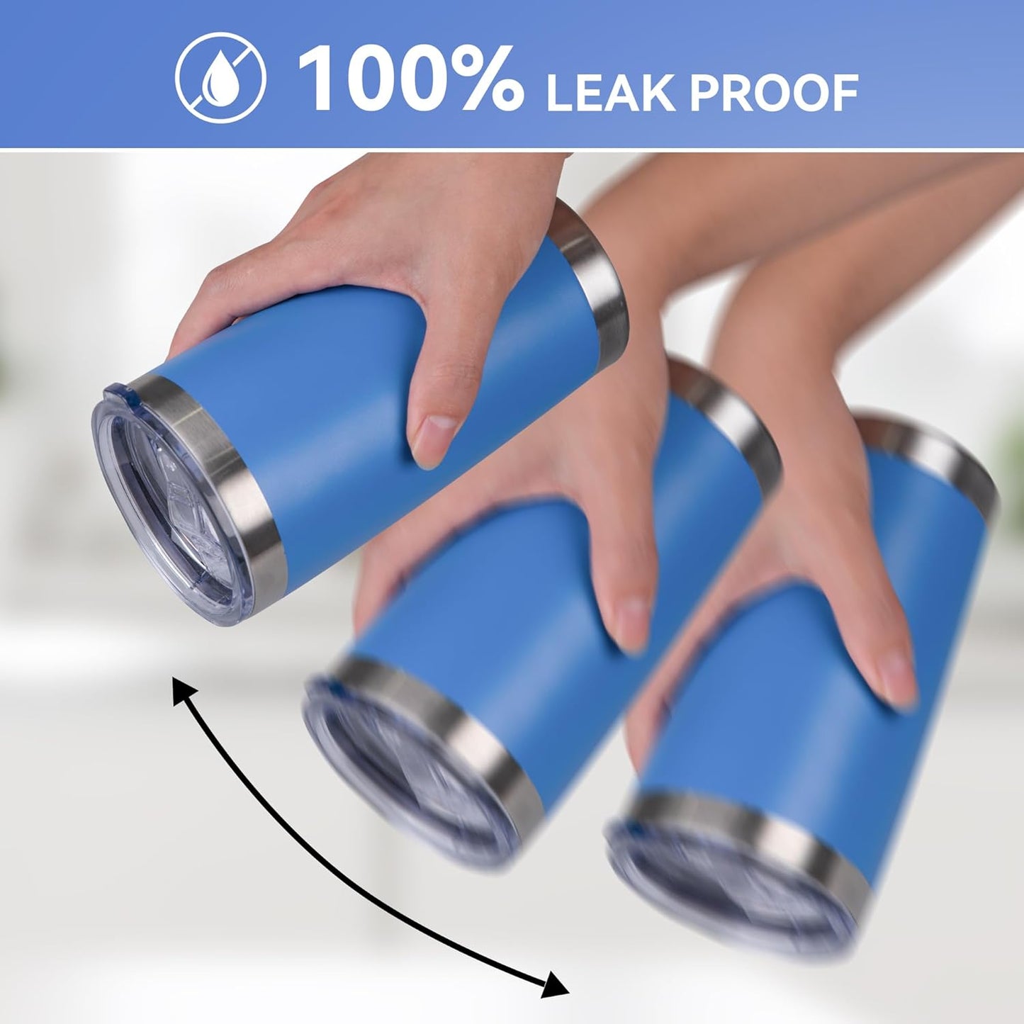 20 oz Tumbler Stainless Steel Tumblers Bulk with Lid Double Wall Insulated Coffee Tumbler Cups for Hot & Cold Drinks Powder Coated Travel Coffee Tumbler Mug Metal (Azure, 12 pack)