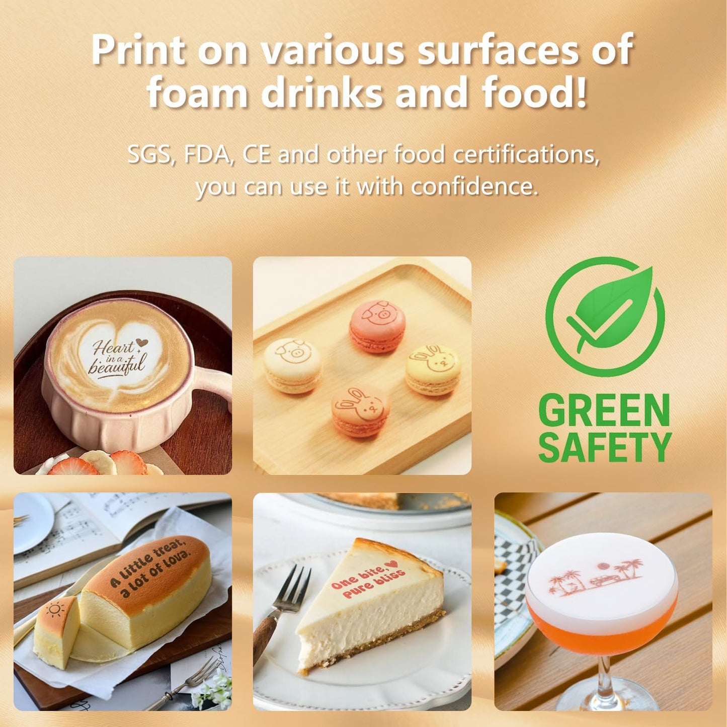 Handheld Food PrintPen for Barista Portable Mini Coffee PrintPen Latte Art Macaron Cookie DIY Design, Bluetooth 4.2-1PCS Red Color