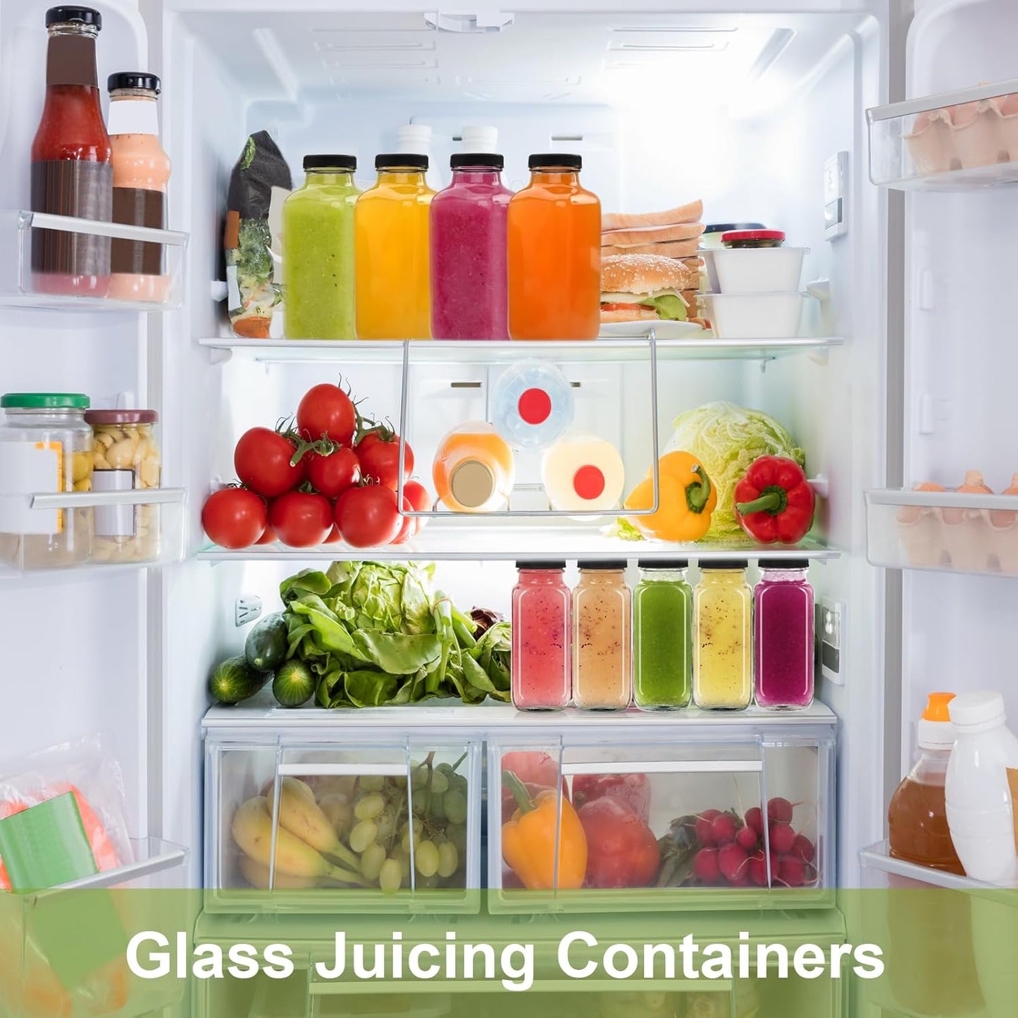 12 pack 8 oz Glass Juice Bottles with Lids, Reusable Glass Water Bottles, 250 ml Juice Containers Drinking Jars with Brush, Drink Jars for Milk, Juicing, Kombucha, Ginger