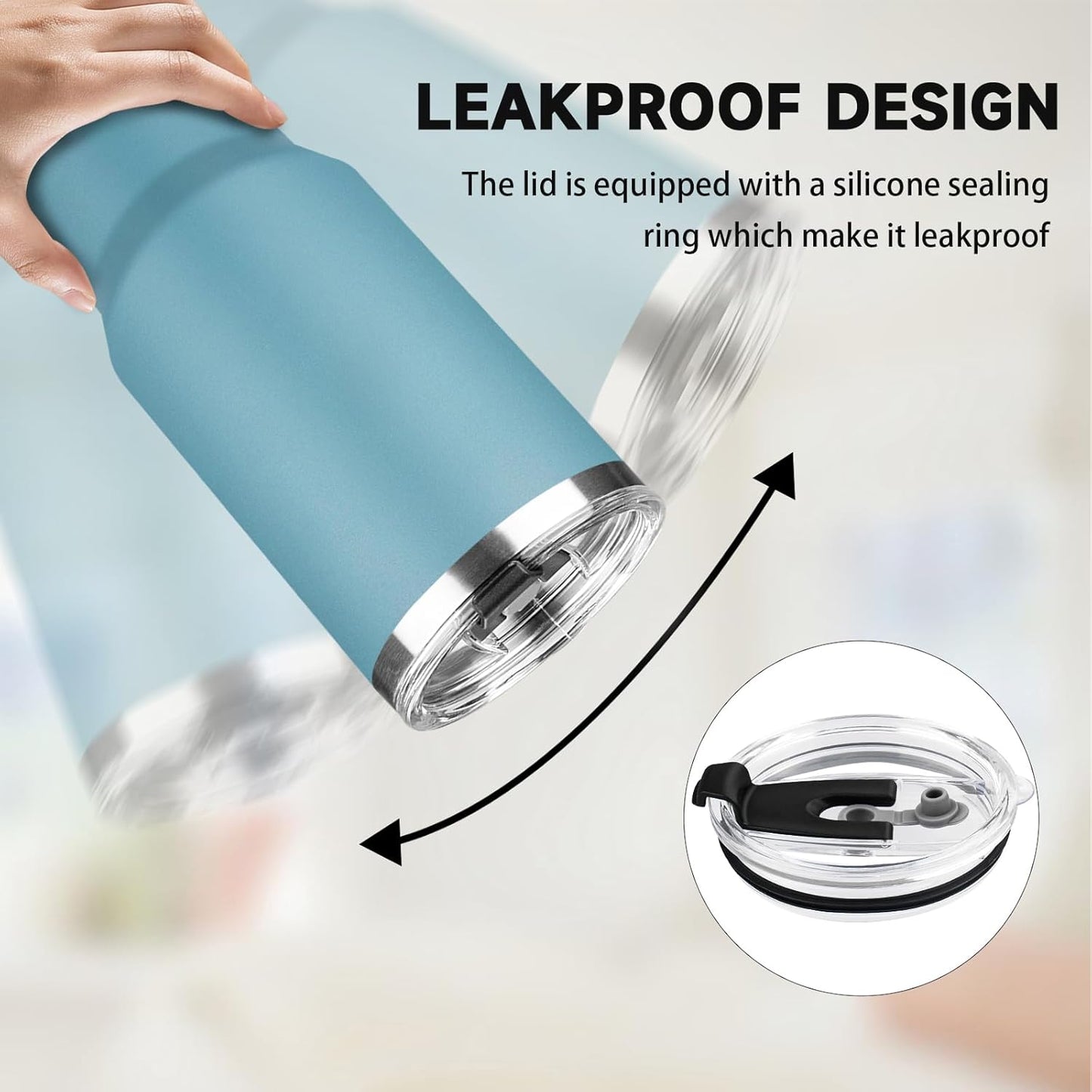 40 oz Tumbler with Lids and Straws, Stainless Steel Insulated Coffee Tumbler, Double Wall Vacuum Insulated Travel Mug Cup, Leakproof Thermal Coffee Cup for Hot and Cold Drinks (azure blue)