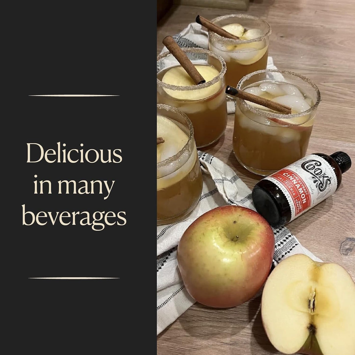 Cook's Pure Cinnamon Extract Made From Fine Ceylon Cinnamon, Premium All Natural Cinnamon Extract for Baking, Cooking, Beverages and Candies, 16 oz