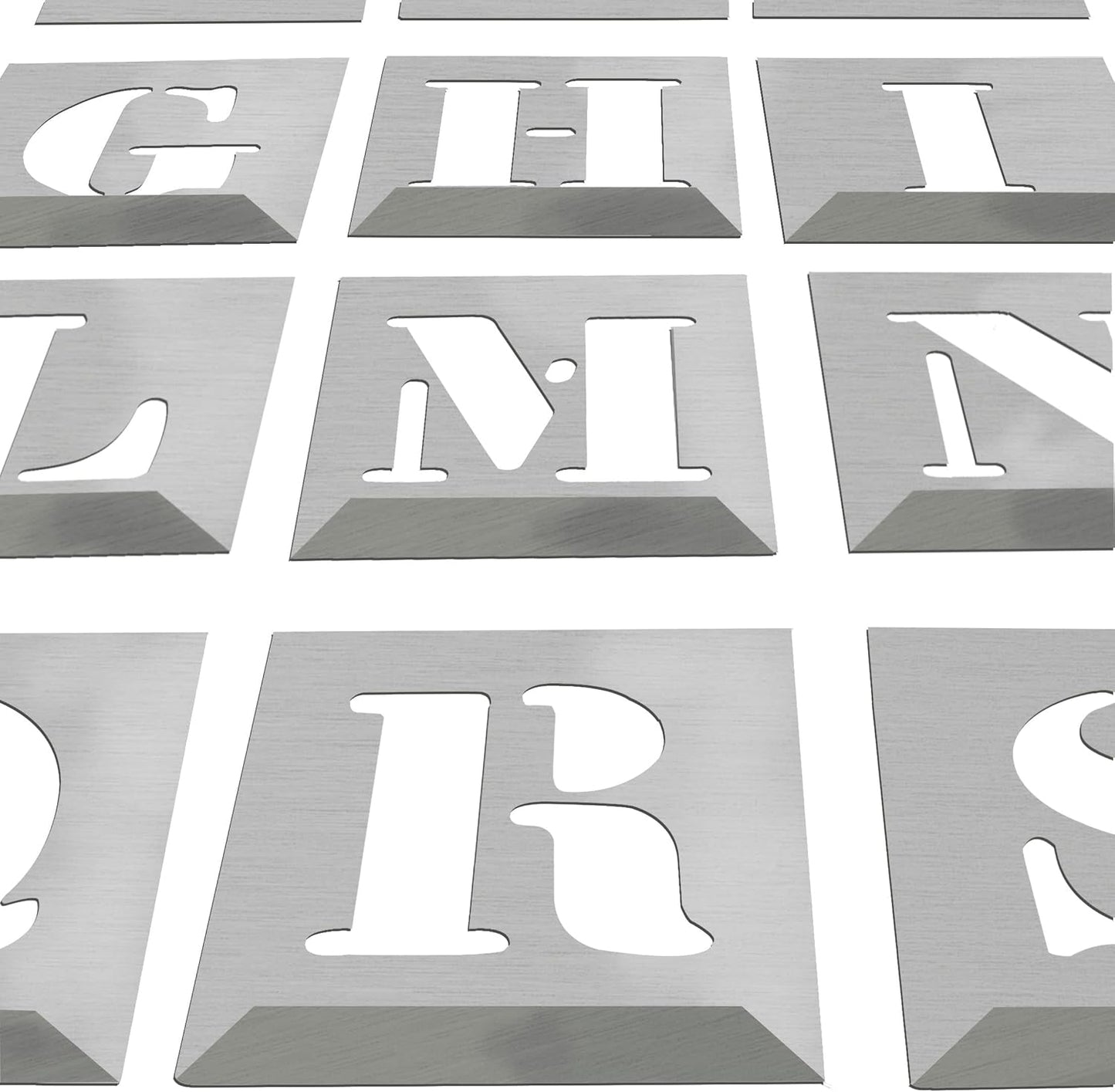 HAUTMEC Vintage Aluminum Letters Stencils, A to Z Aluminum Stencils & Holder, 2"(50mm) Letters, Shop Stencil, Advertising Stencilling, Craft-Printing, Reusable HD00001