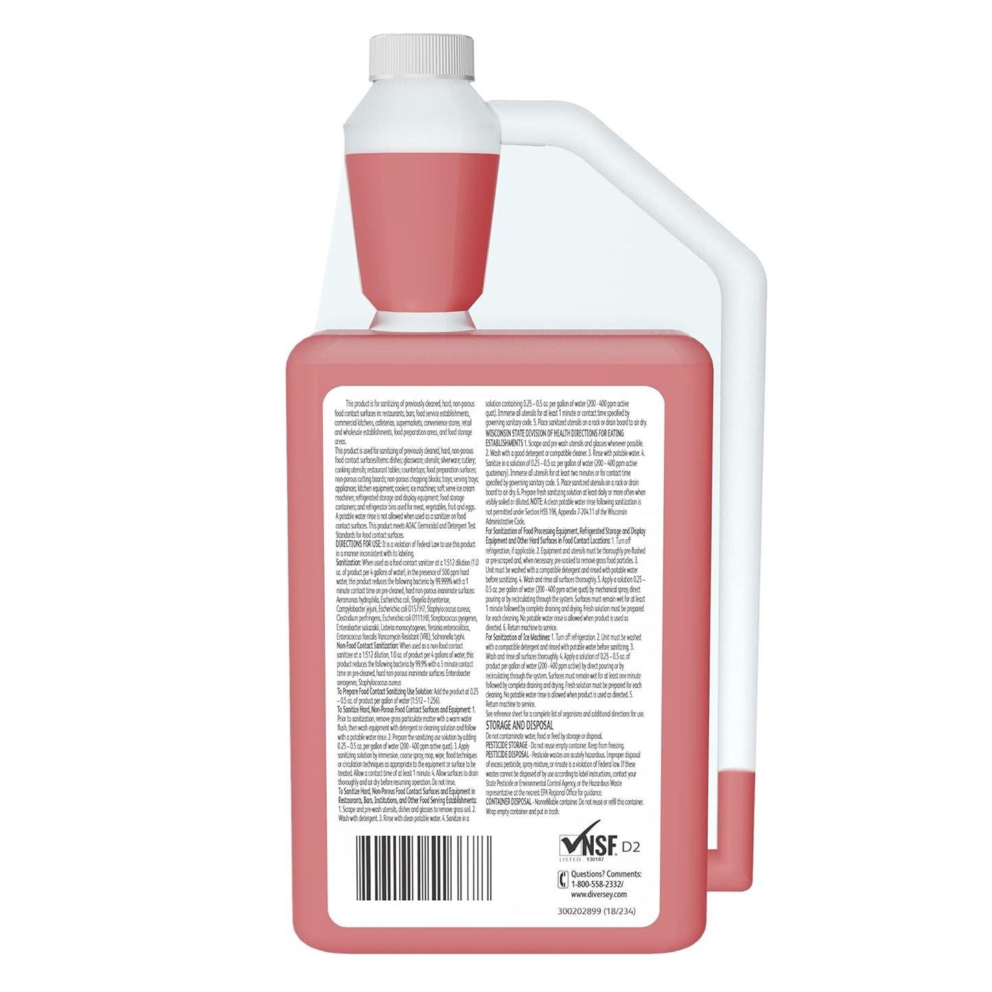 Diversey 5753407 J-512 Sanitizer, No Rinse Food Contact Kitchen Sanitizer for Utensils & Dishes, AccuMix Concentrate, 32-Ounce