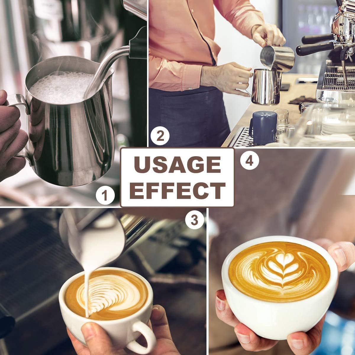 Espresso Milk Frothing Pitcher, Stainless Steel 300Z/900ML Coffee Milk Frother Cup with Decorating Art Pen for Espresso Machine, Latte Art