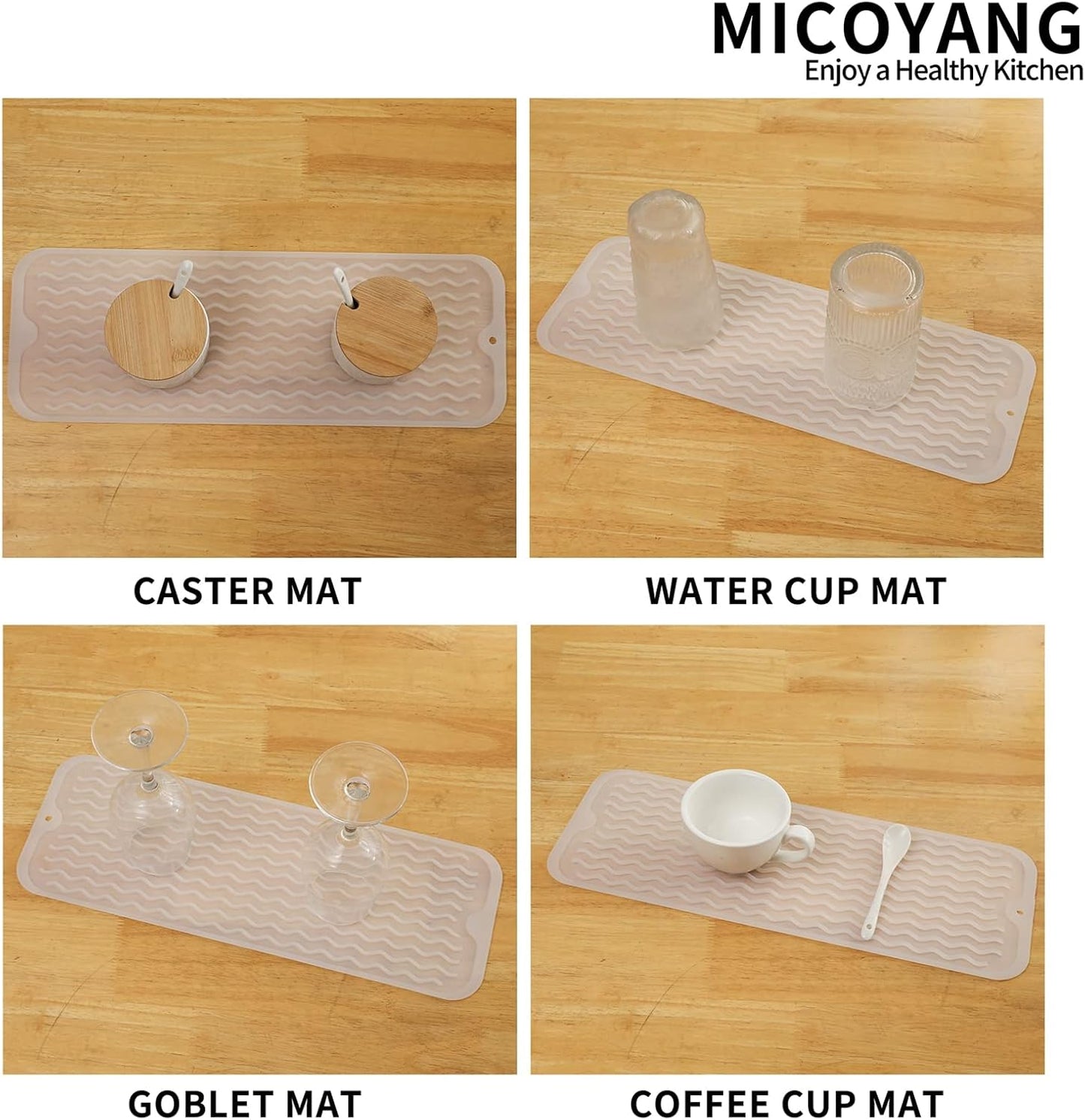 Silicone Dish Drying Mat for Multiple Usage,Easy clean,Eco-friendly,Heat-resistant Silicone Mat for Kitchen Counter,Sink,Bar,Bottle,or Cup Translucent M 17 inches x 6 inches