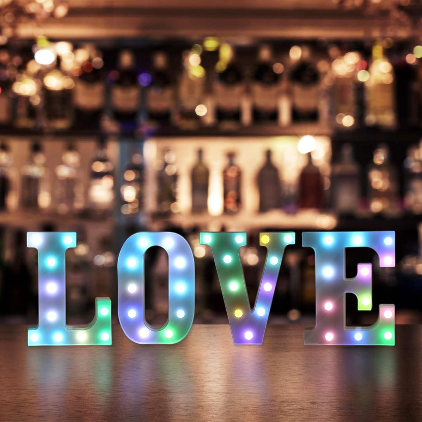 Foaky Colorful LED Letter Lights with Remote,Marquee Light Up Letters Sign for Night Light Wedding/Birthday Party Battery Powered Christmas Lamp Home Bar Decoration(N)